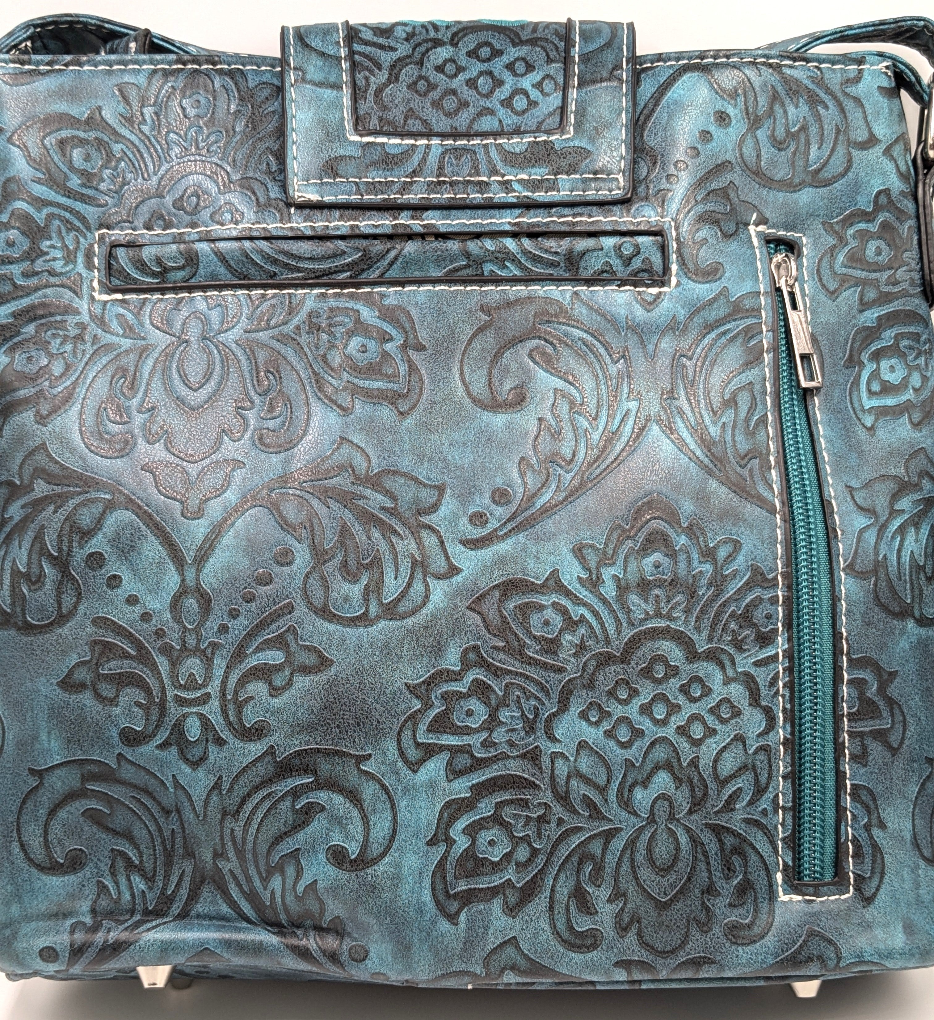 Montana Twist Teal Embroidered w/ Rhinestone Accents Concealed Carry Handbag