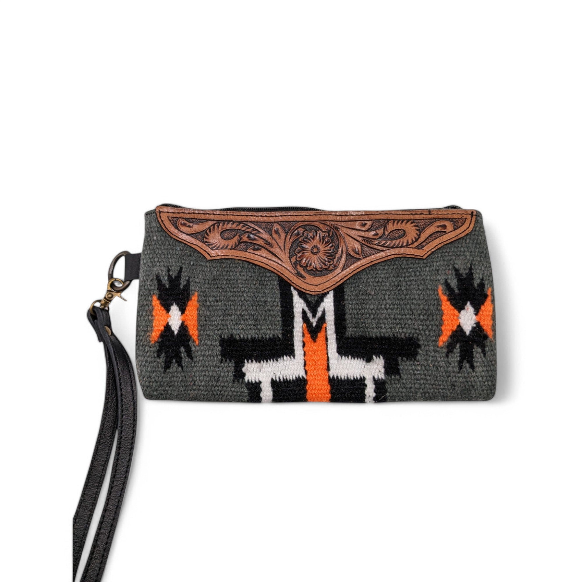 Montana Twist Genuine Leather Handwoven Clutch - Gray