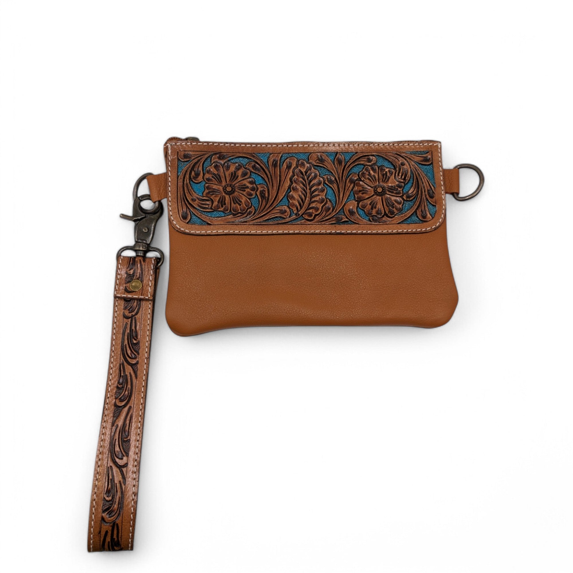 Montana Twist Genuine Leather Saddle Brown Clutch