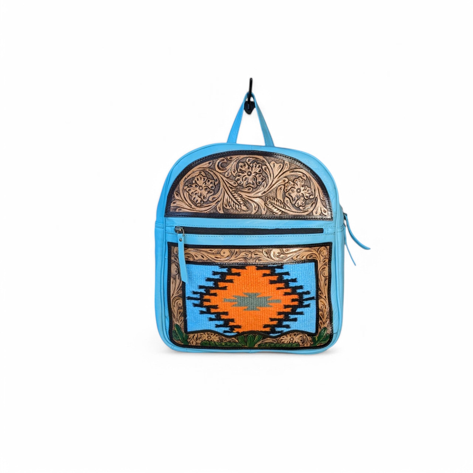Montana Twist Genuine Leather Turquoise Backpack