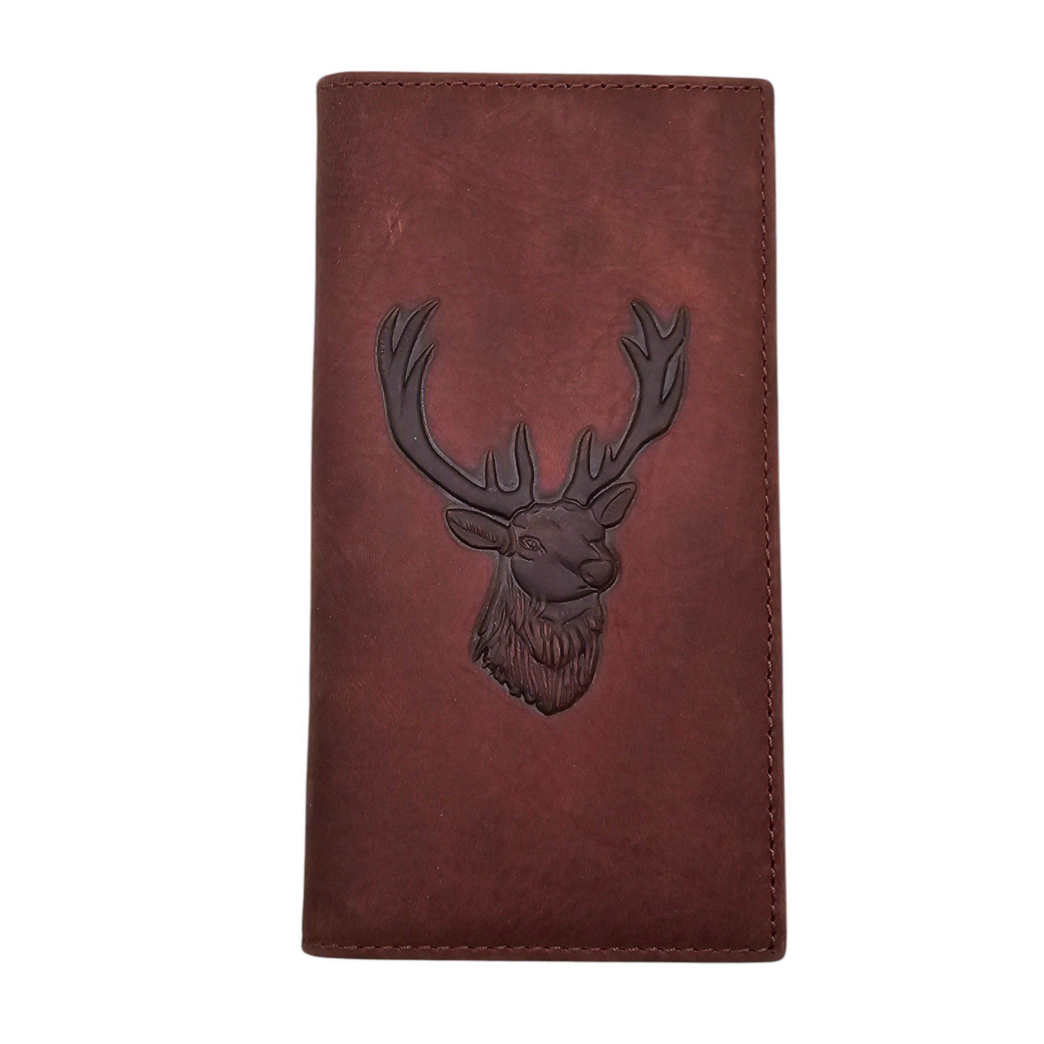 Montana Twist Genuine Leather Long Wallet - Embossed Elk Head