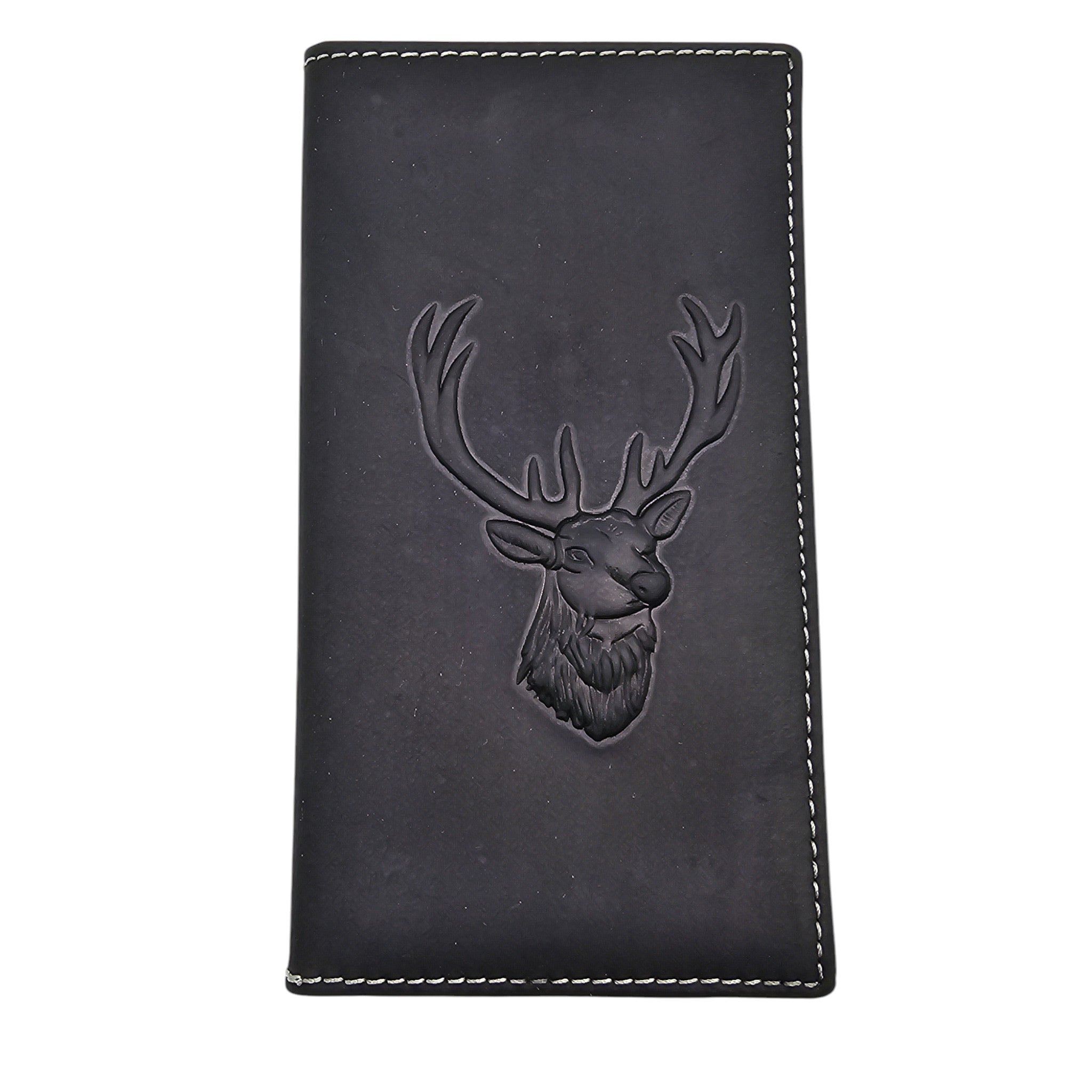 Montana Twist Genuine Leather Long Wallet - Embossed Elk Head