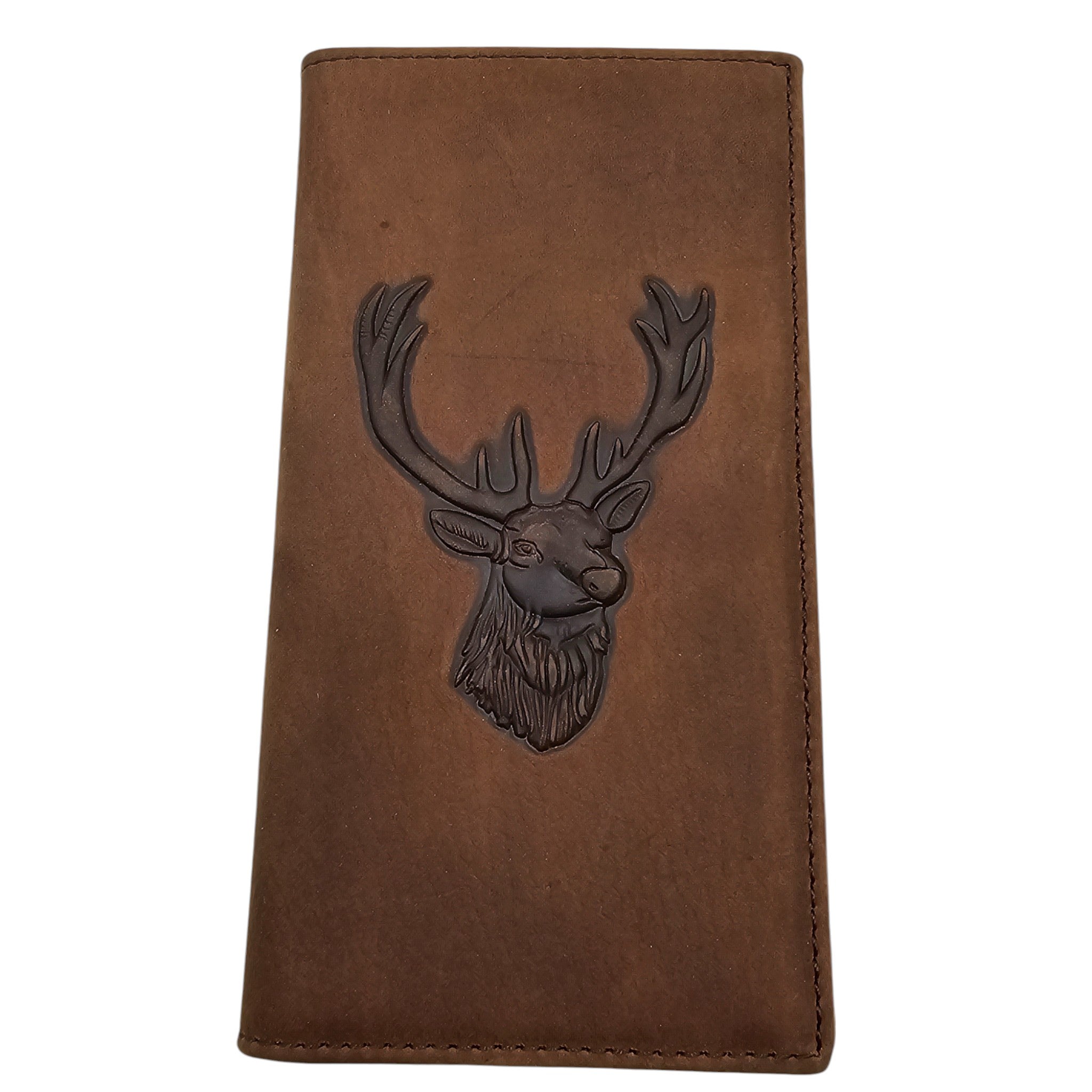Montana Twist Genuine Leather Long Wallet - Embossed Elk Head