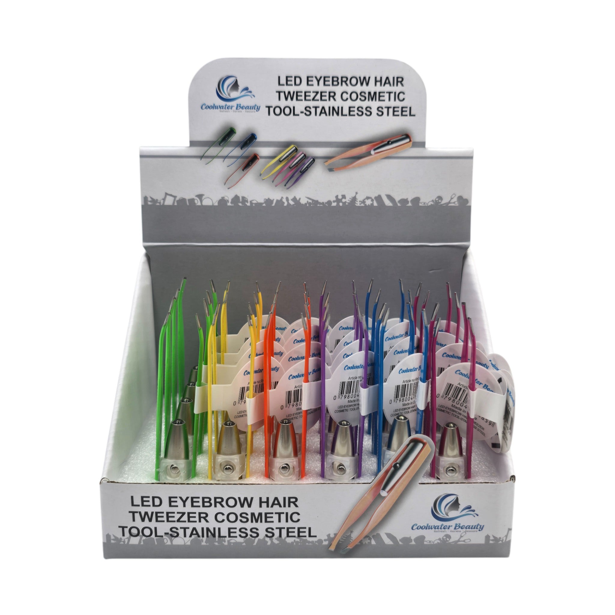 LED Stainless Steel Tweezers - 24ct Box Set