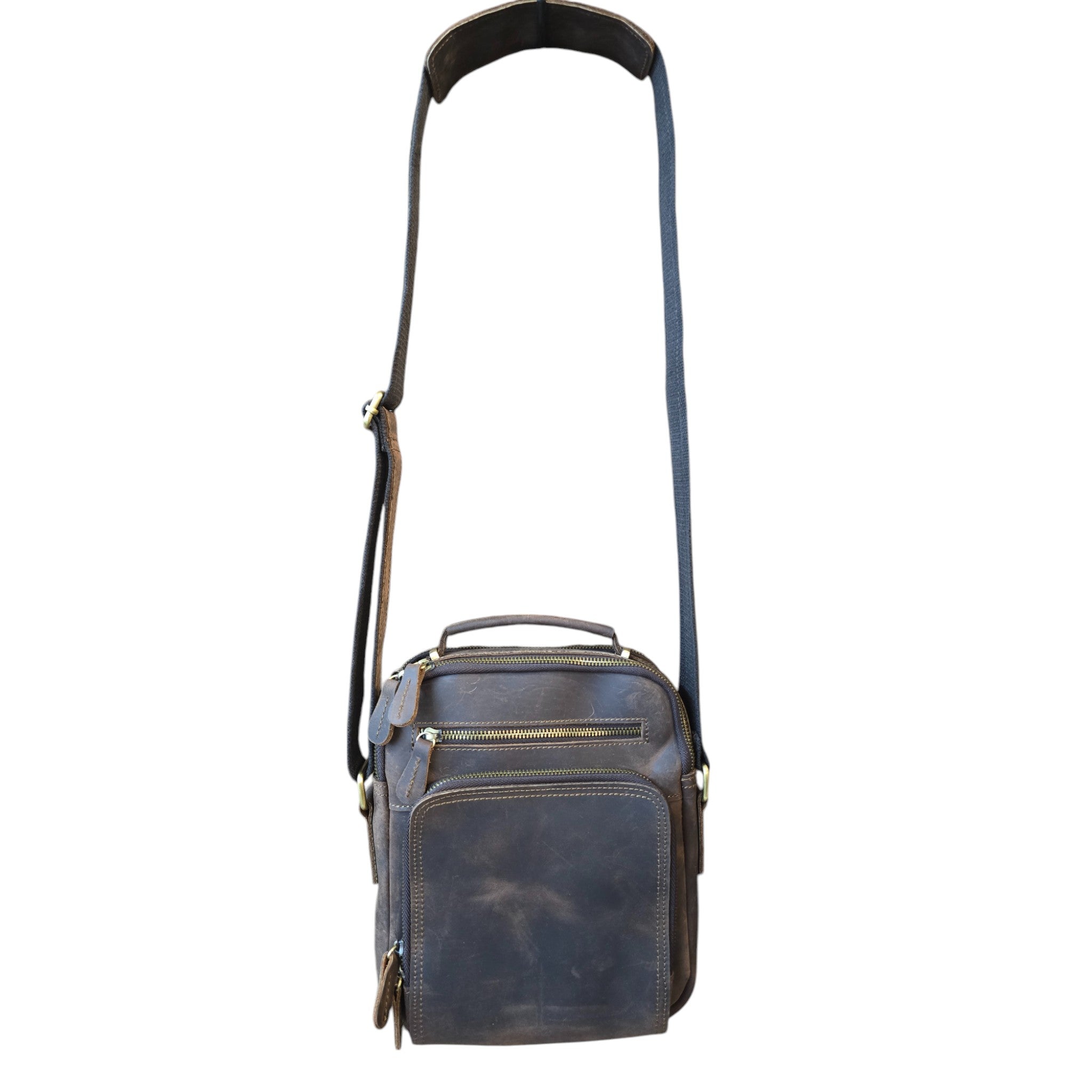 Vintage Crazyhorse Cowhide Leather Crossbody Bag