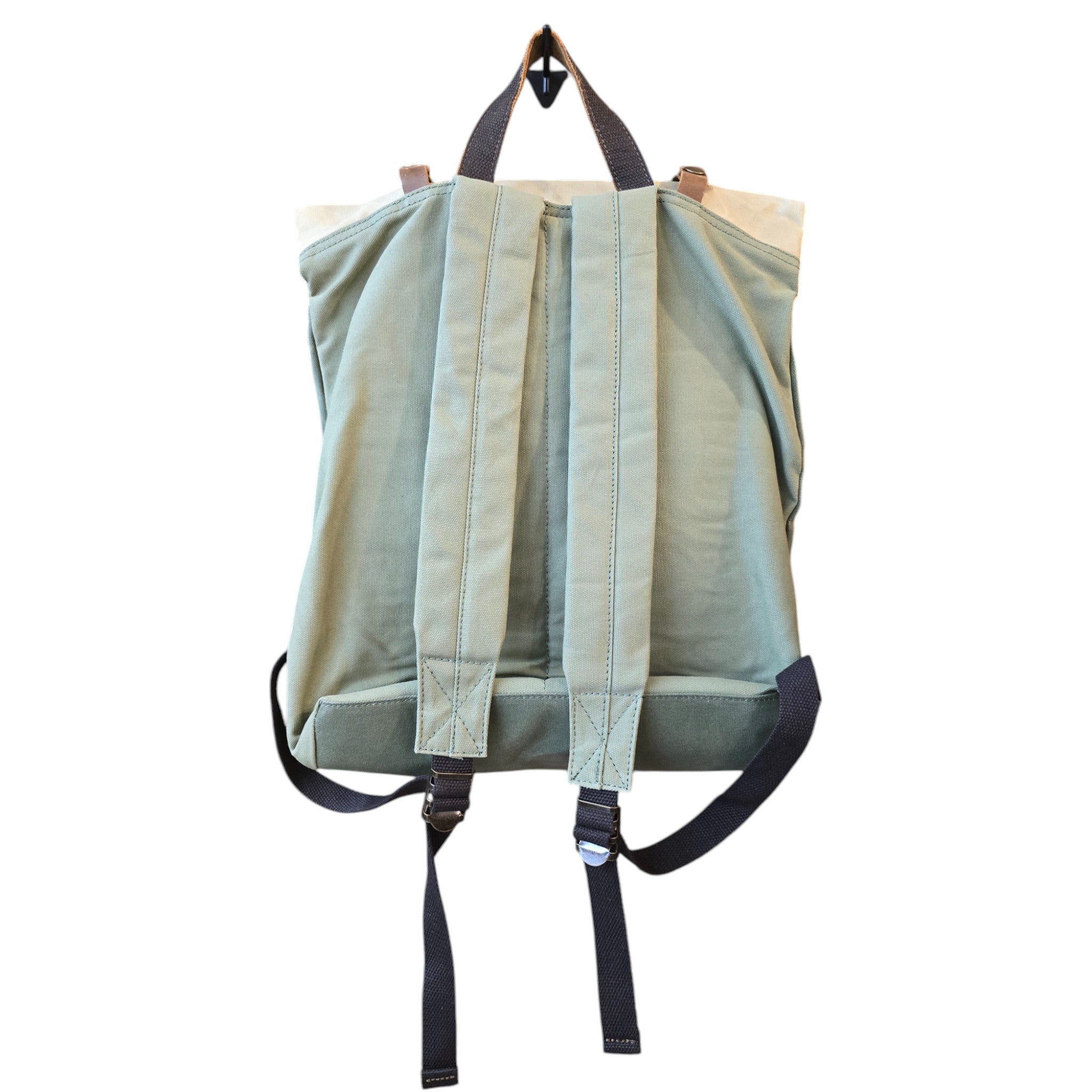 Montana Twist Vintage Rolltop Casual Travel Waxed Canvas Rucksack - Green