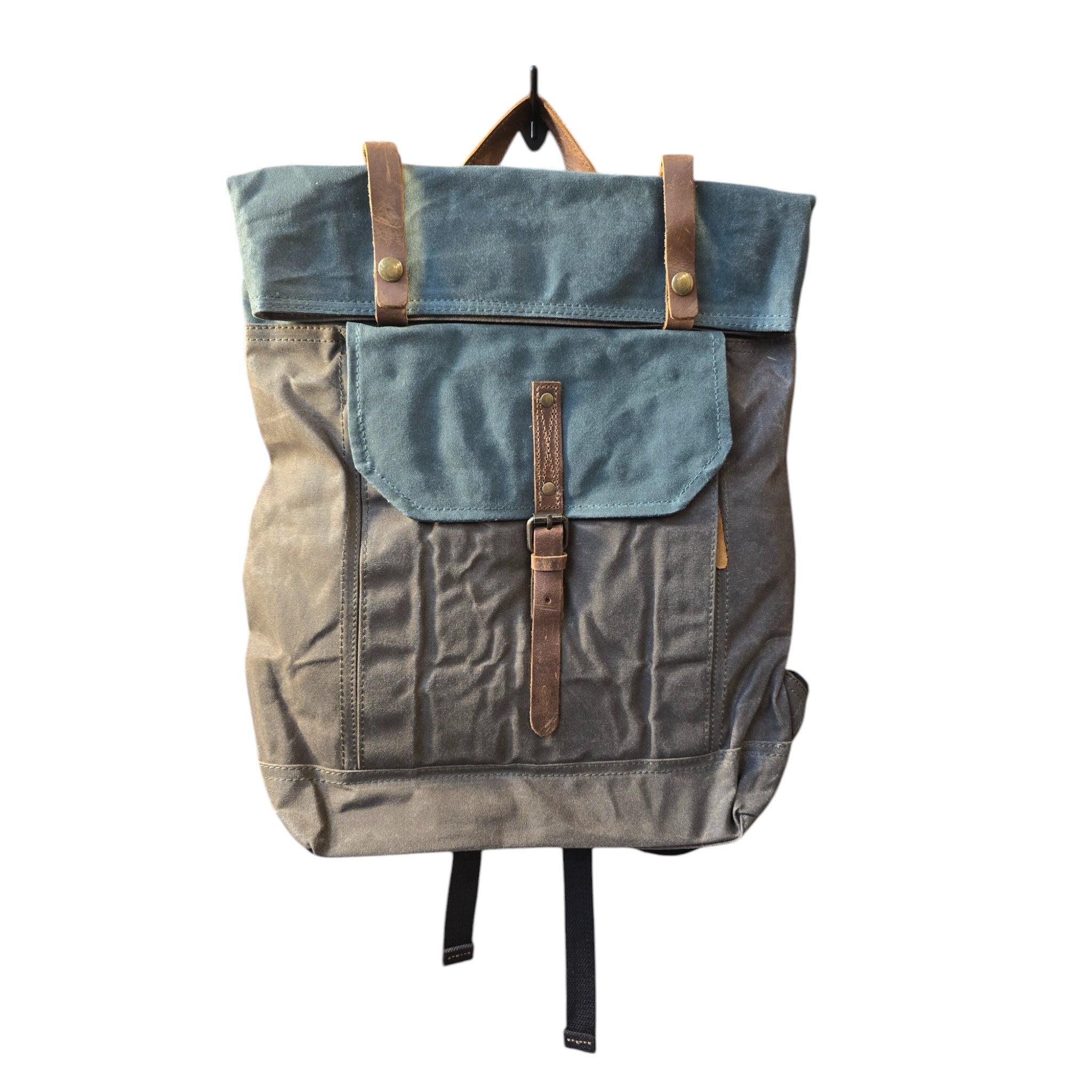 Montana Twist Vintage Rolltop Casual Travel Waxed Canvas Rucksack - Brown