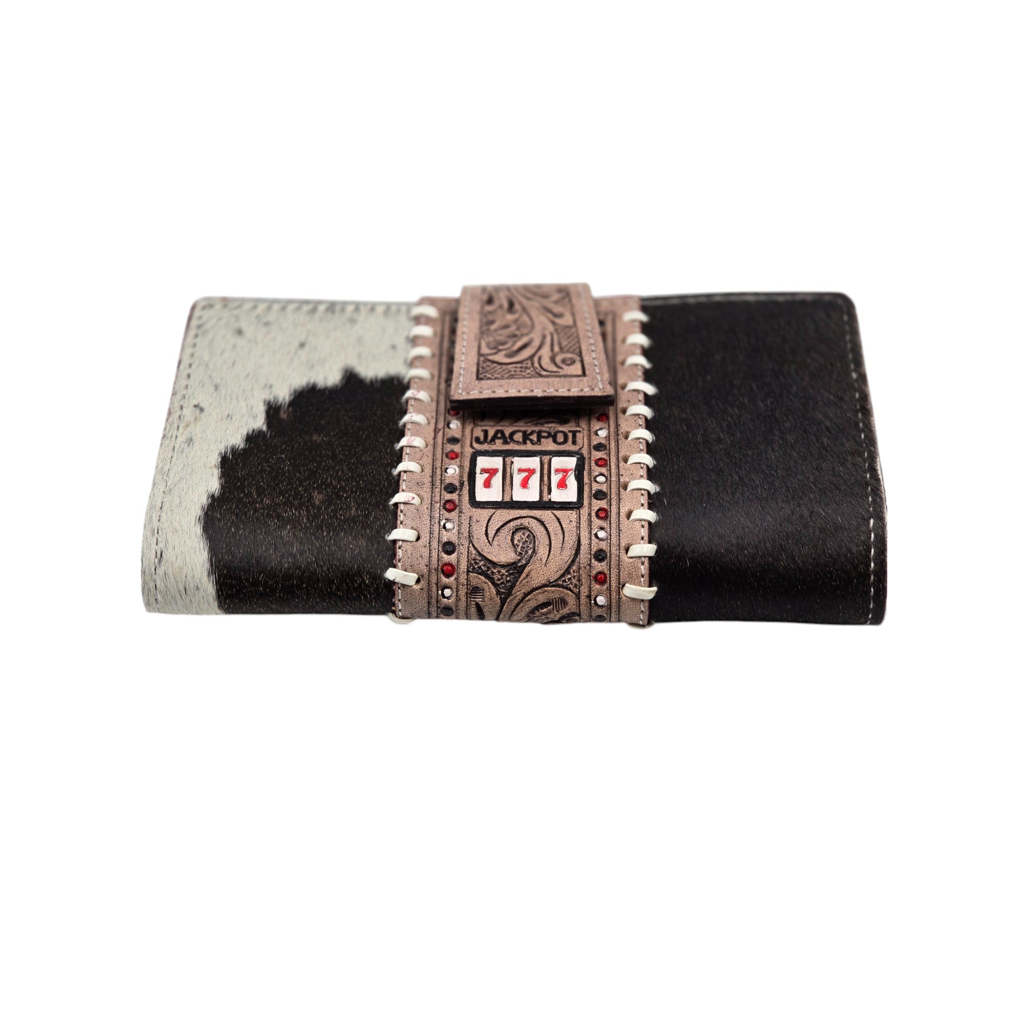 Montana Twist Genuine Leather Cowhide Jackpot Wallet - White Stitching