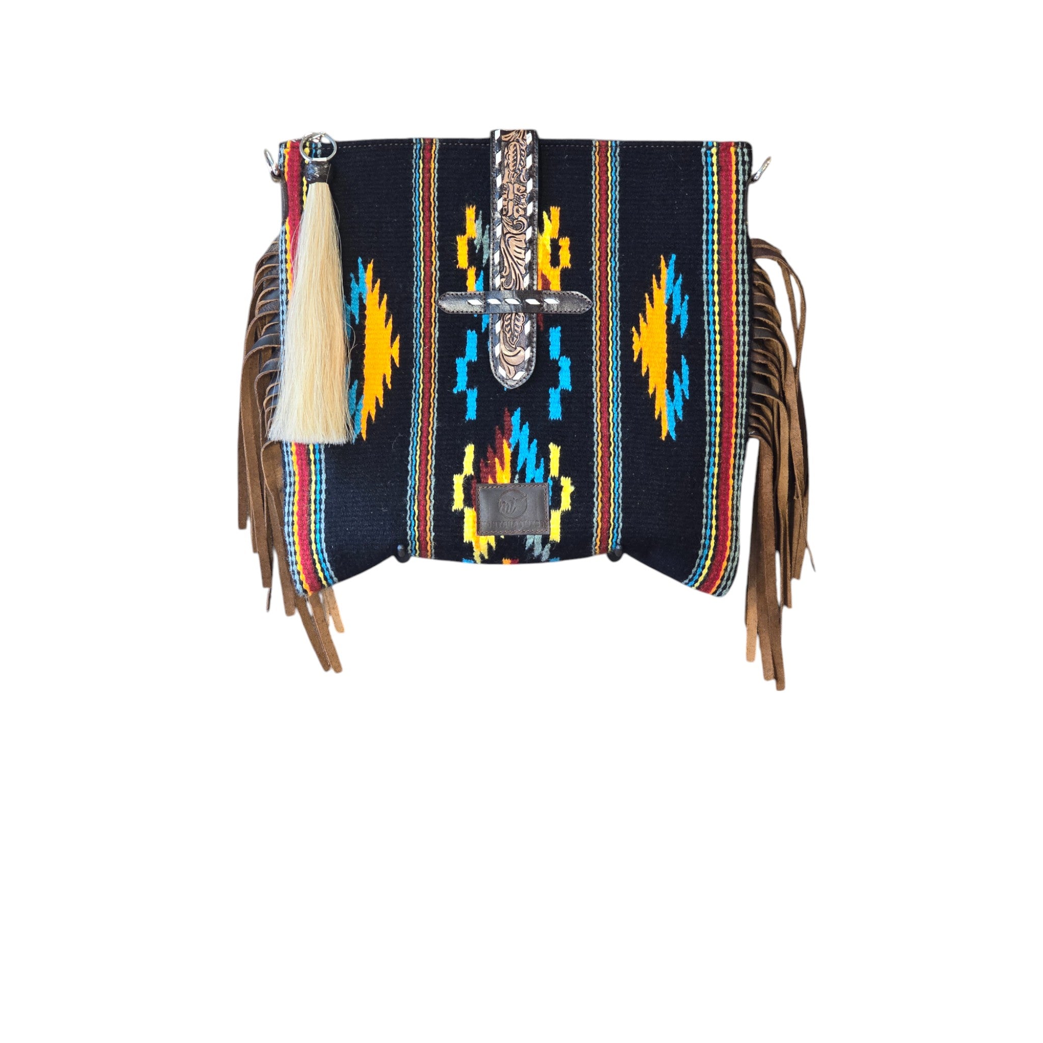 Montana Twist Genuine Leather Black Saddle Blanket Handbag