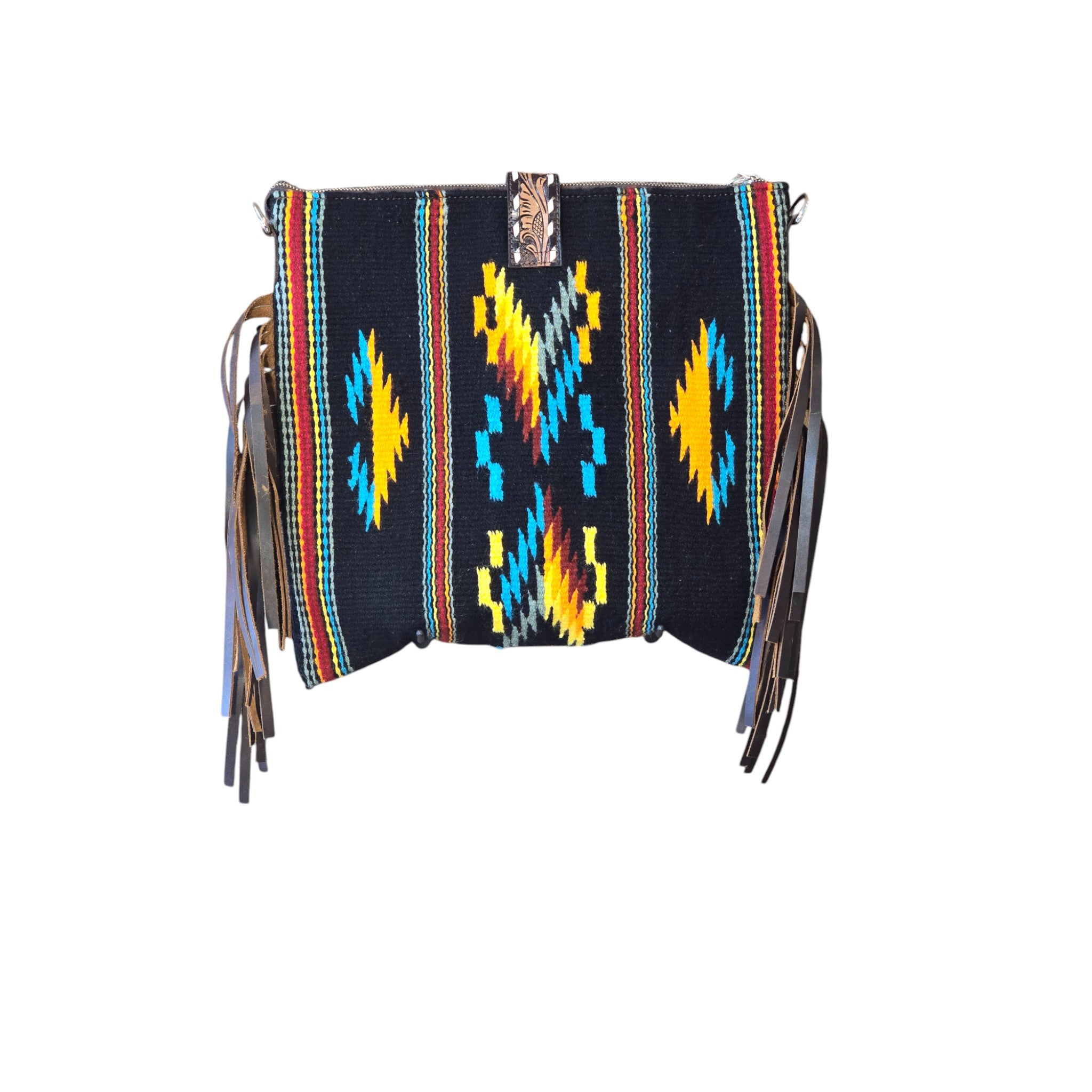 Montana Twist Genuine Leather Black Saddle Blanket Handbag