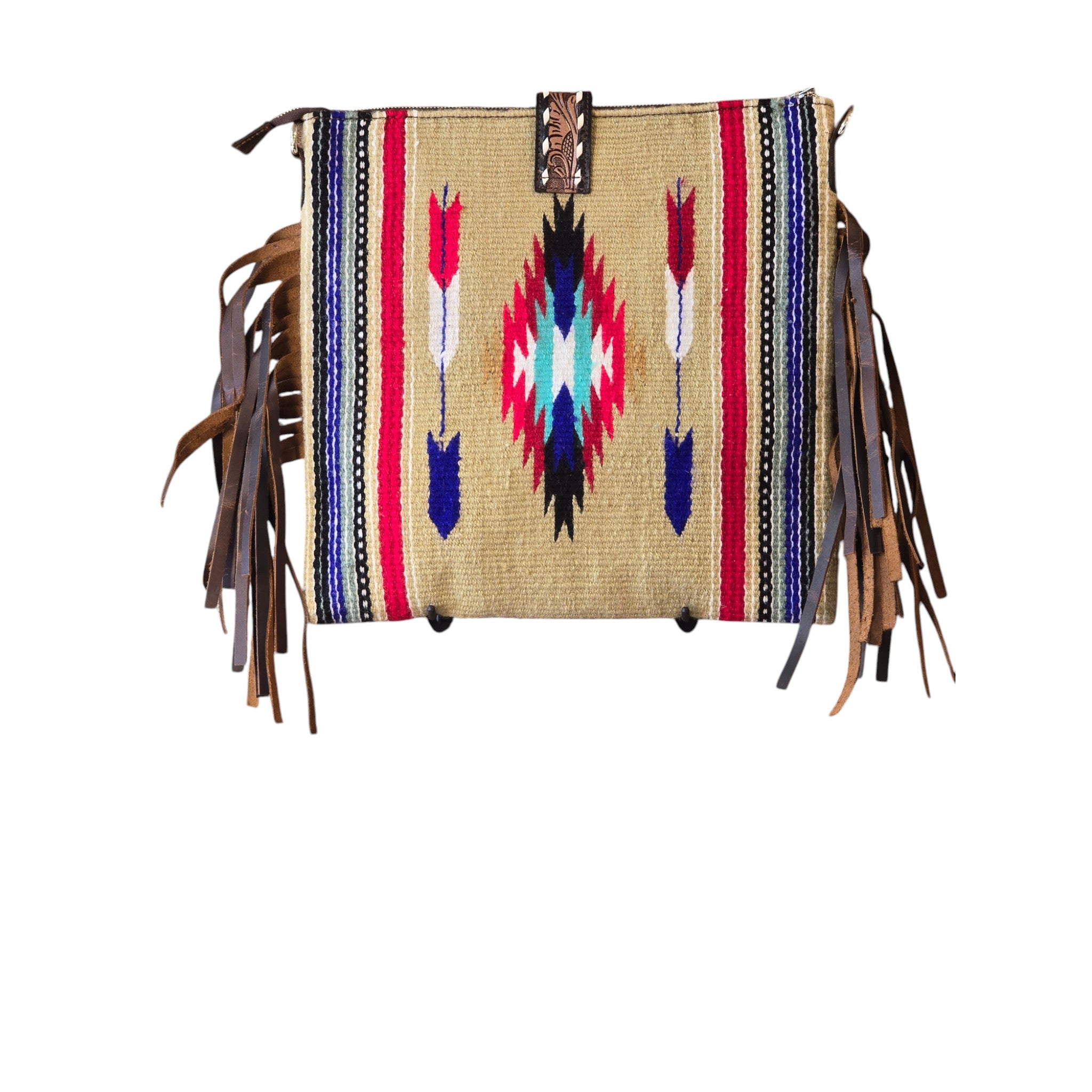 Montana Twist Genuine Leather Tan Saddle Blanket Handbag