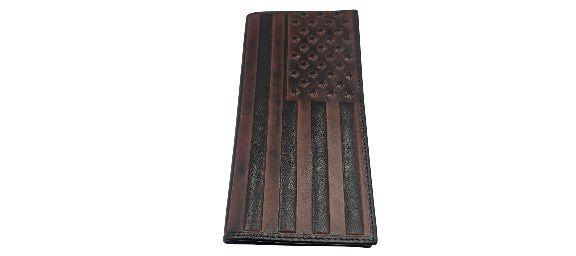 Genuine Leather American Flag Long Wallet
