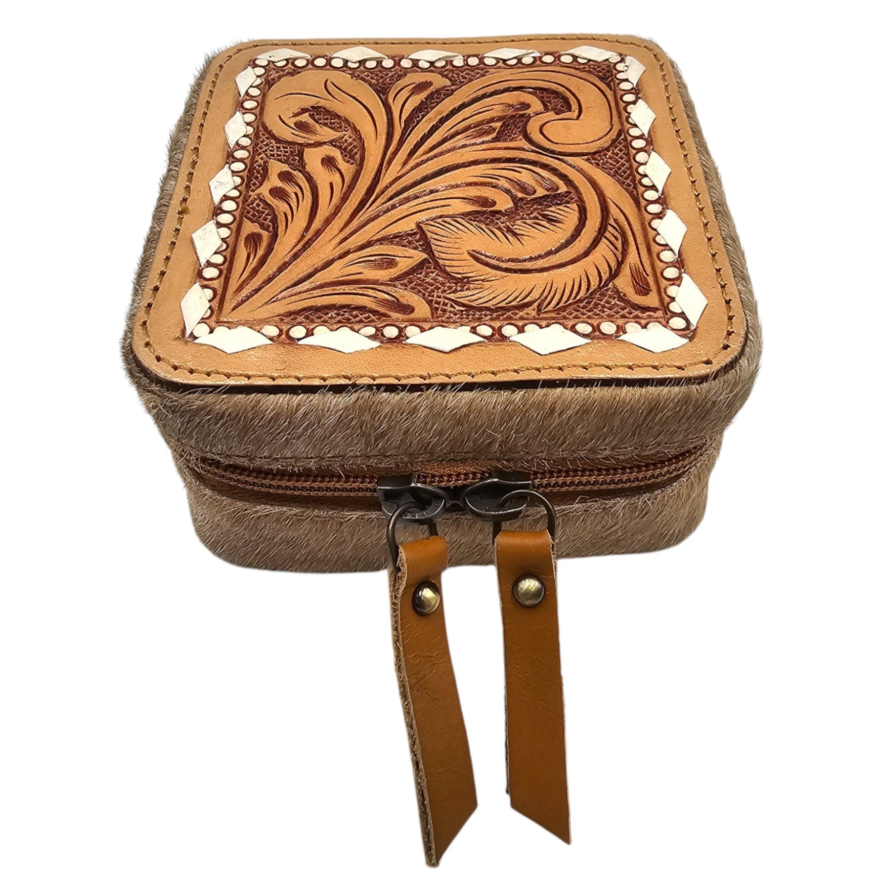 Montana Twist Genuine Leather Embossed Jewelry Case - Western Flora