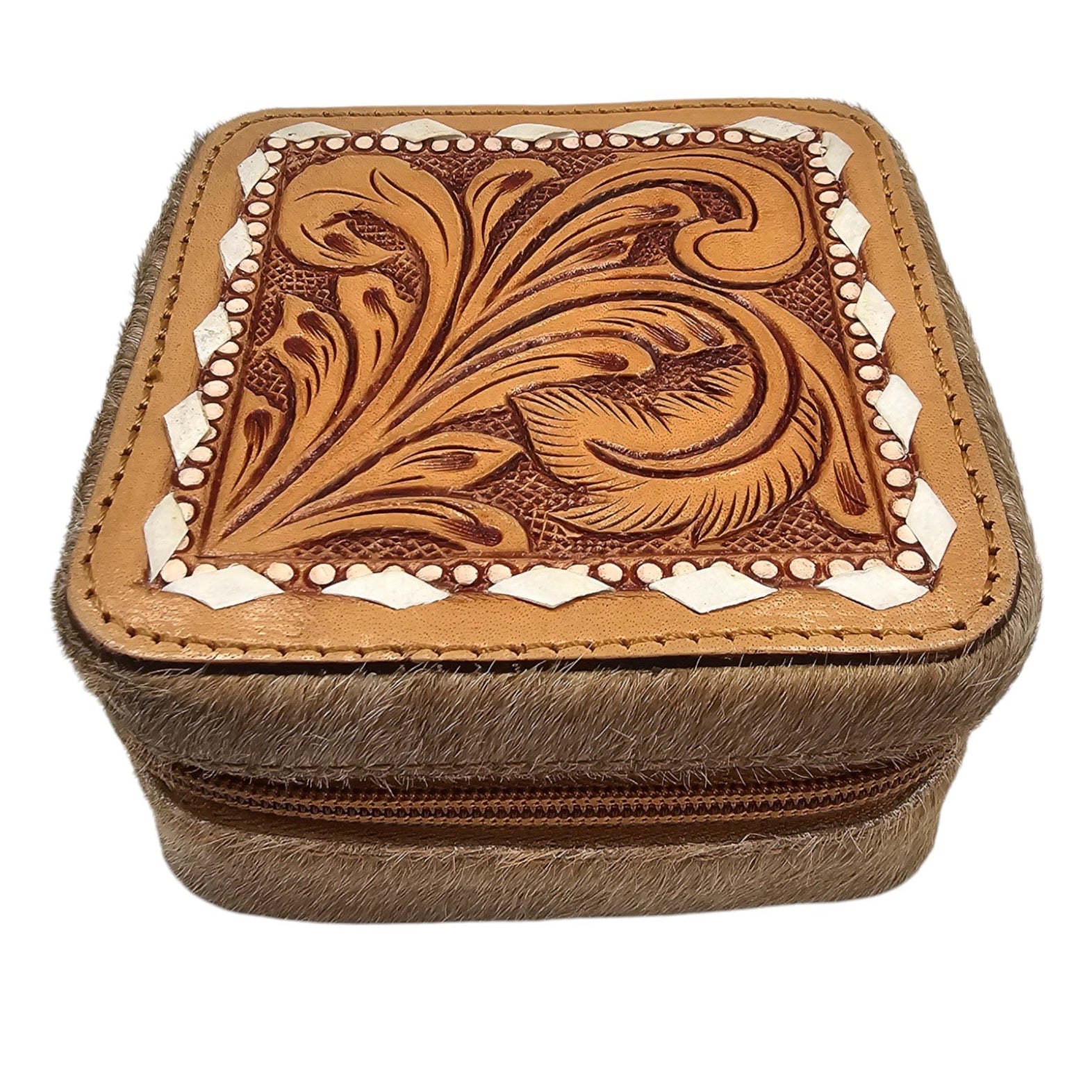 Montana Twist Genuine Leather Embossed Jewelry Case - Western Flora