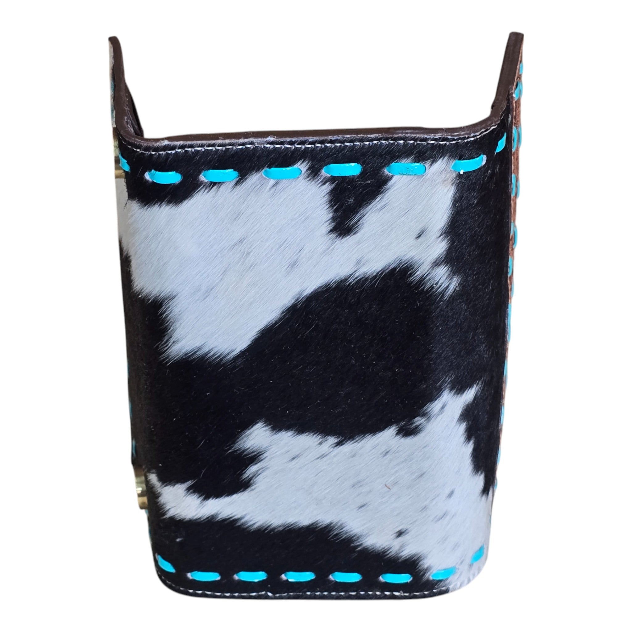 Montana Twist Genuine Leather Cowhide Wallet w/ Turquoise Stitching