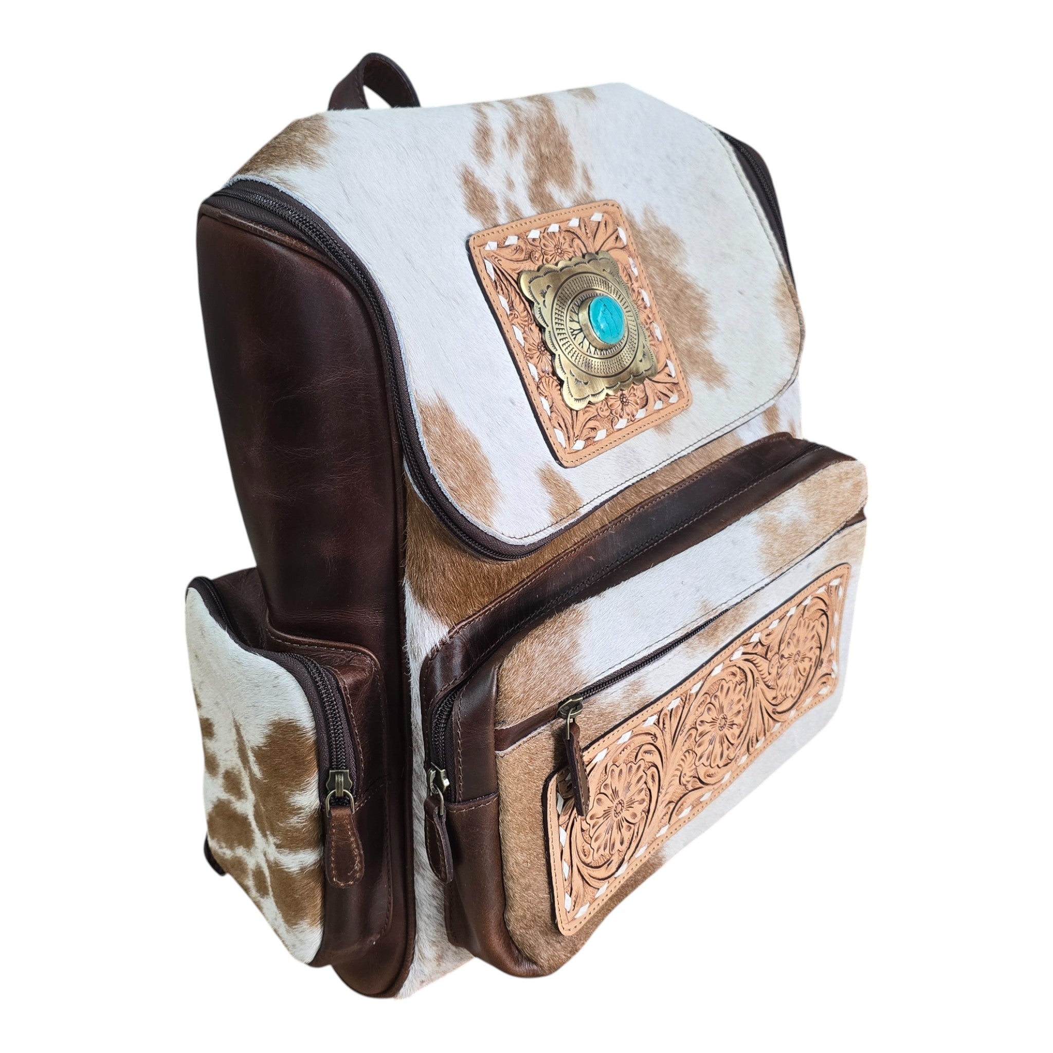 Montana Twist Genuine Leather Hair-On Backpack - Brown