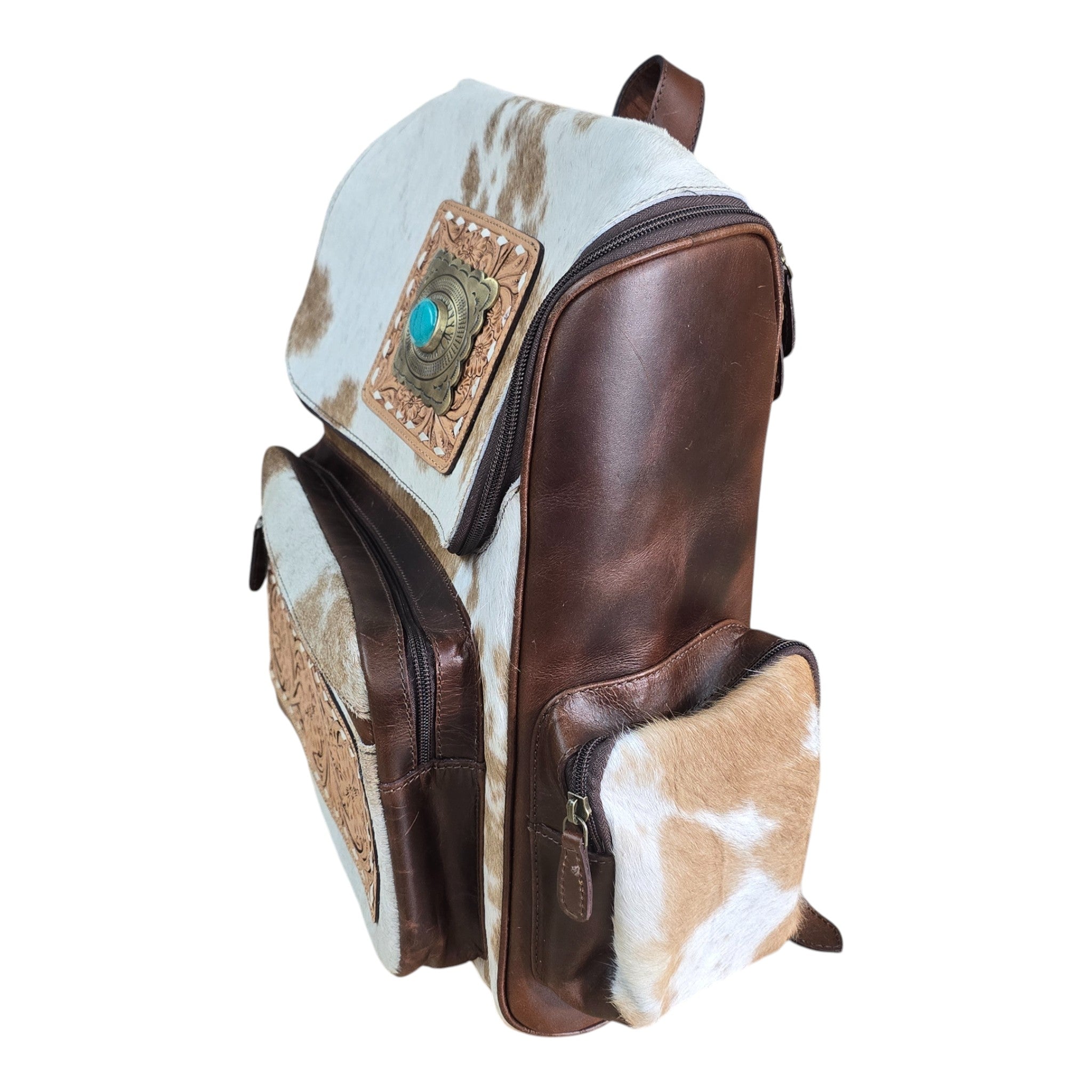 Montana Twist Genuine Leather Hair-On Backpack - Brown