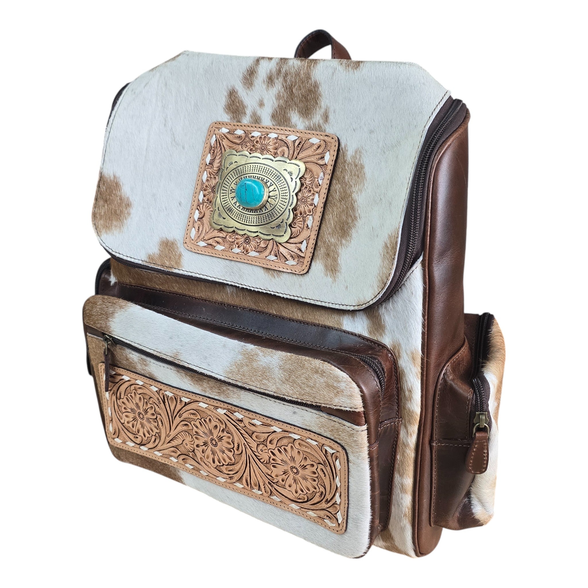 Montana Twist Genuine Leather Hair-On Backpack - Brown