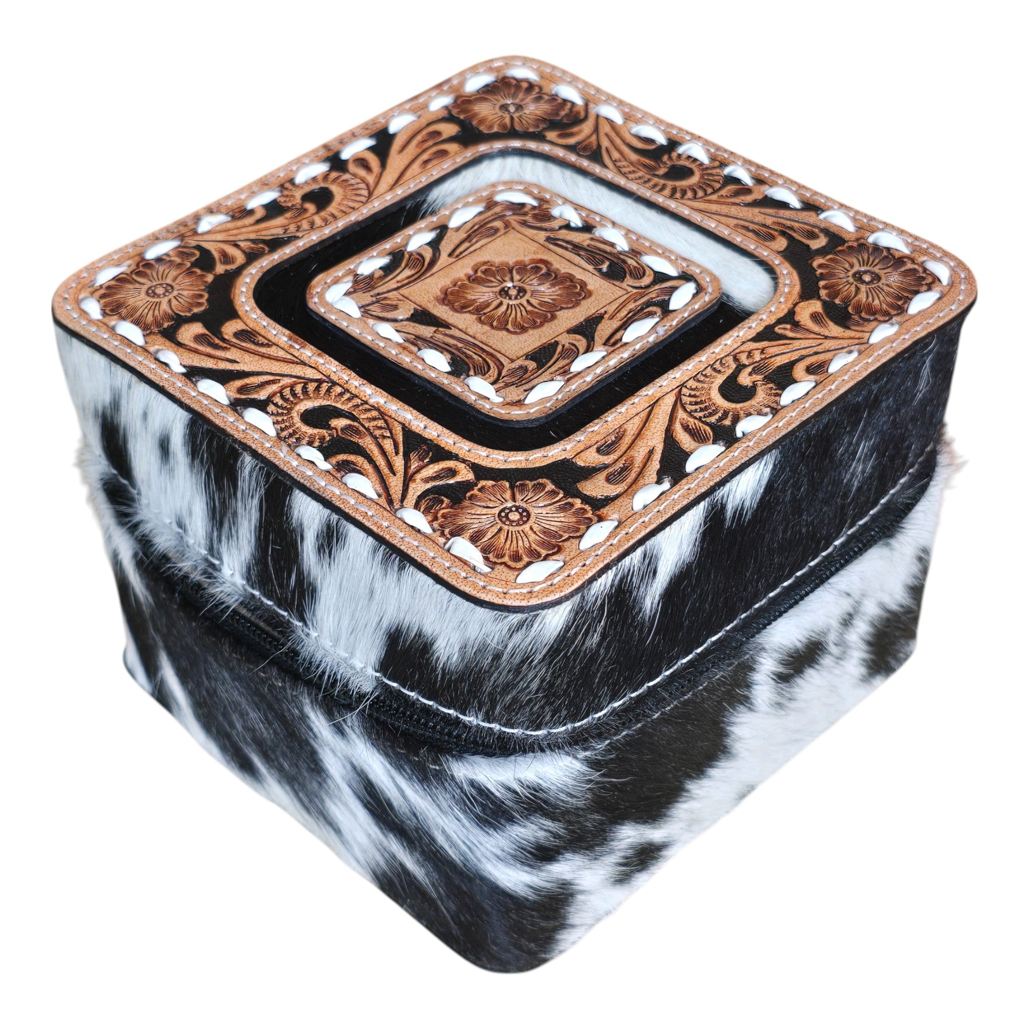 Montana Twist Genuine Leather Large Hair-On Jewelry Box