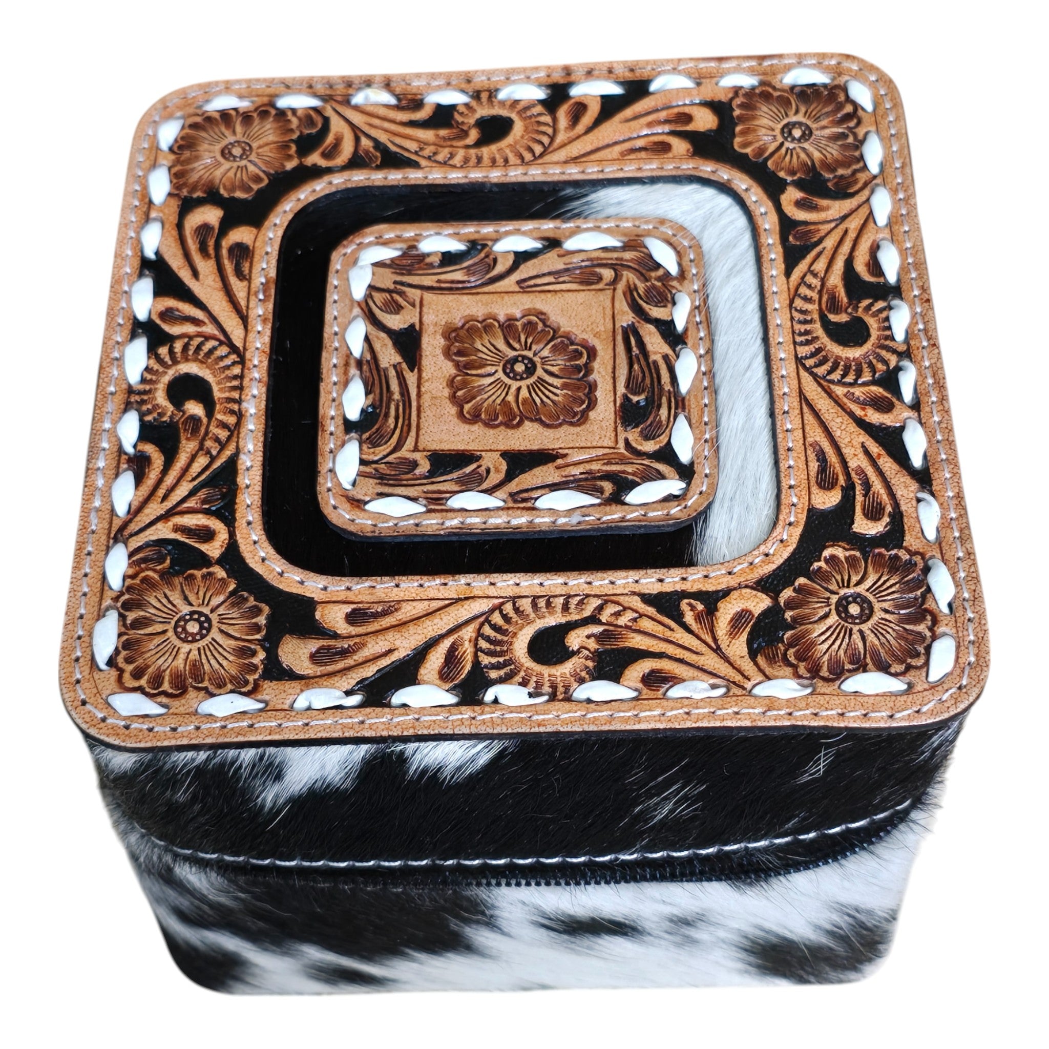 Montana Twist Genuine Leather Large Hair-On Jewelry Box
