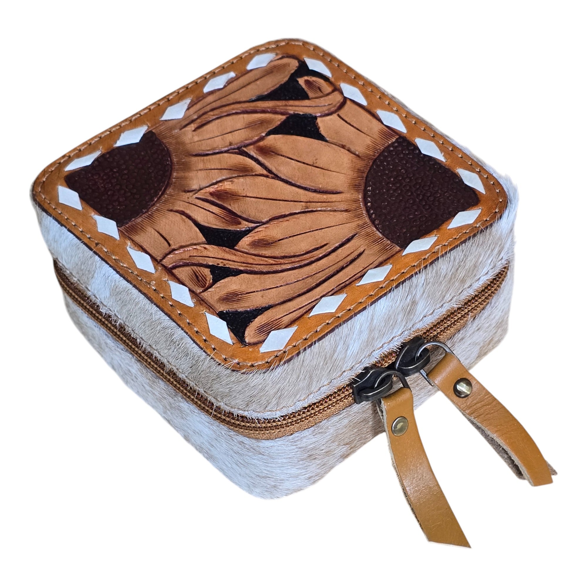 Montana Twist Genuine Leather Small Jewelry Box - Sunflower
