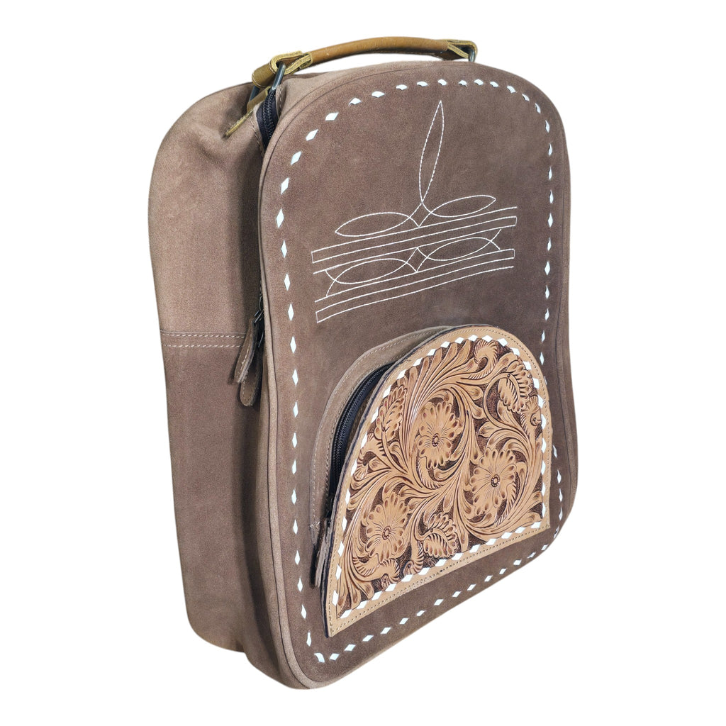 Montana Twist Genuine Leather Boot Stitch Backpack - Saddle Brown
