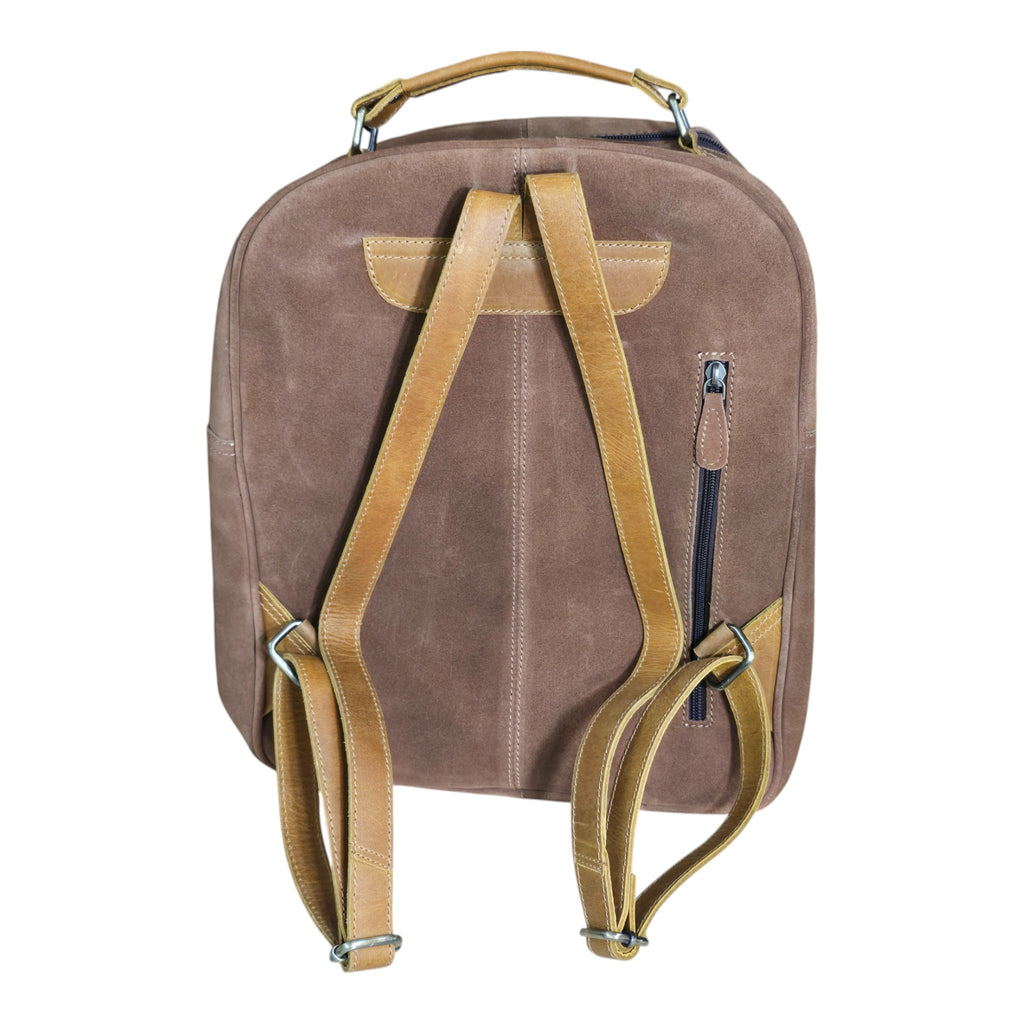 Montana Twist Genuine Leather Boot Stitch Backpack - Saddle Brown