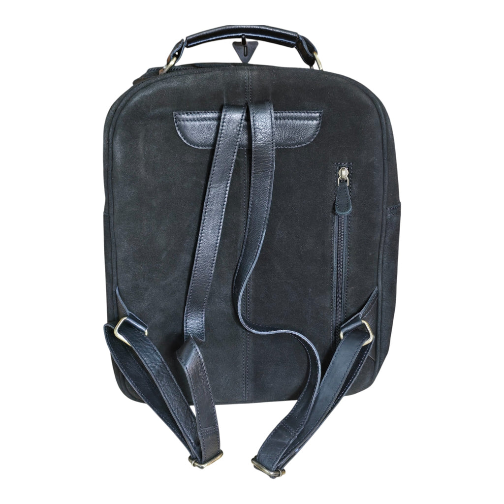 Montana Twist Genuine Leather Boot Stitch Backpack - Black