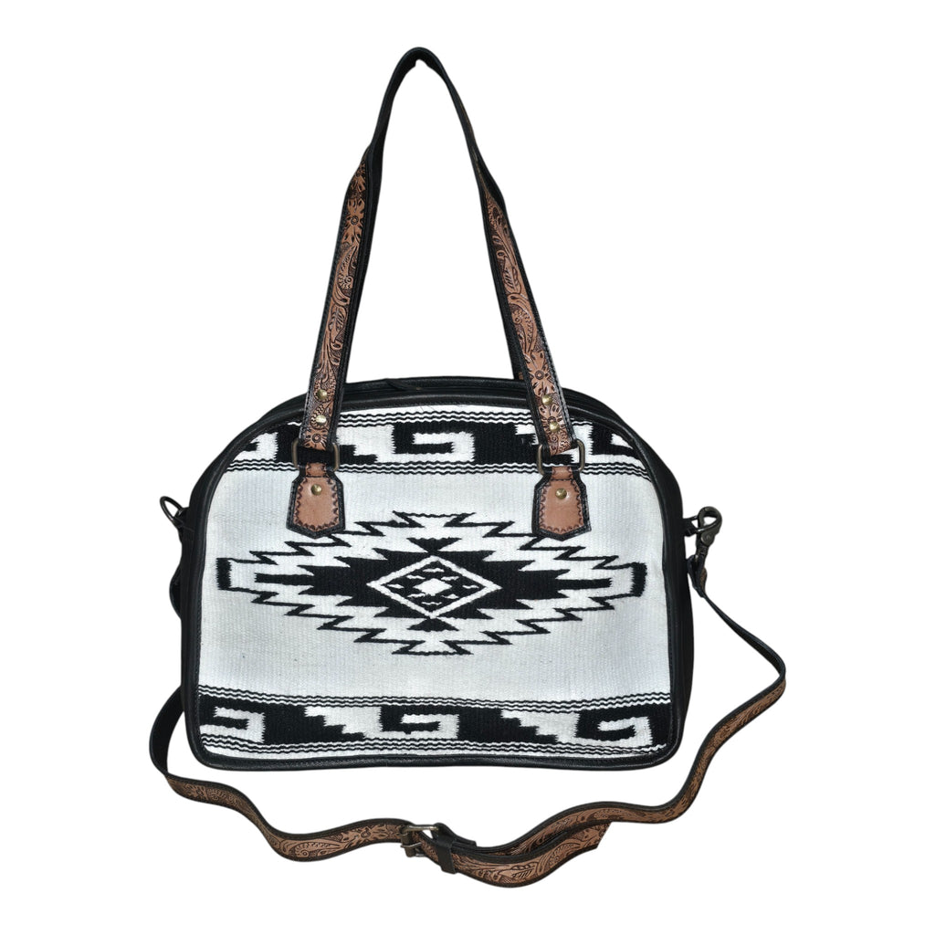 Montana Twist Genuine Leather Handwoven Aztec Tote Bag