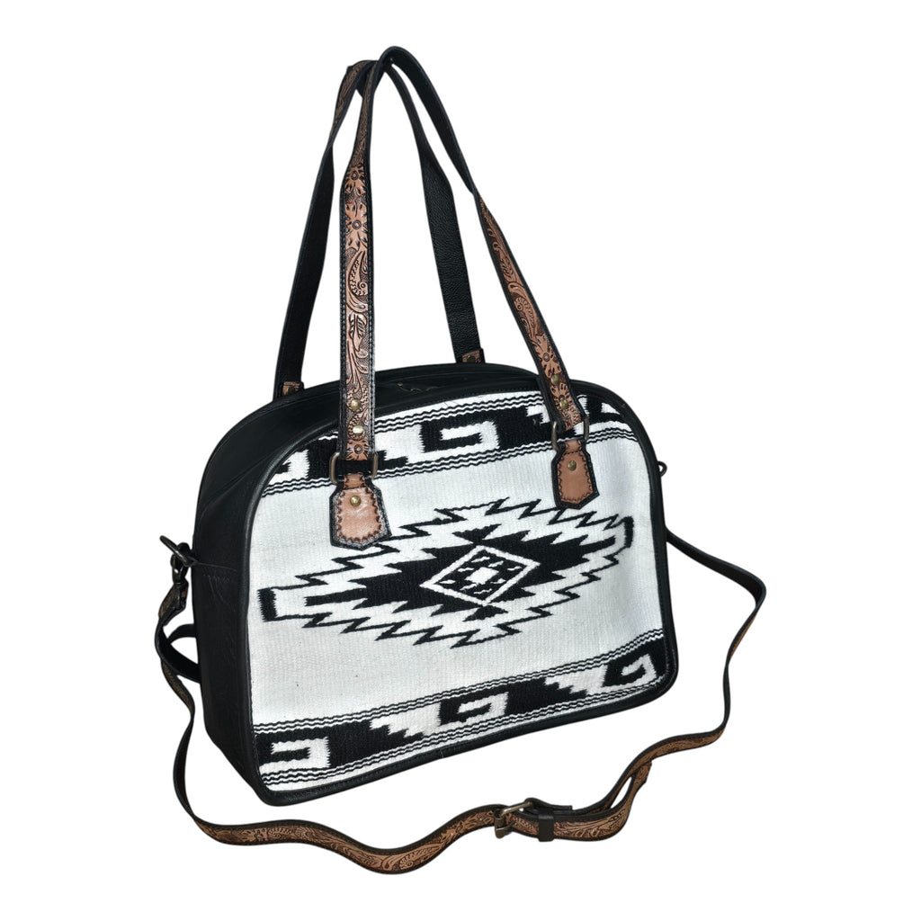 Montana Twist Genuine Leather Handwoven Aztec Tote Bag