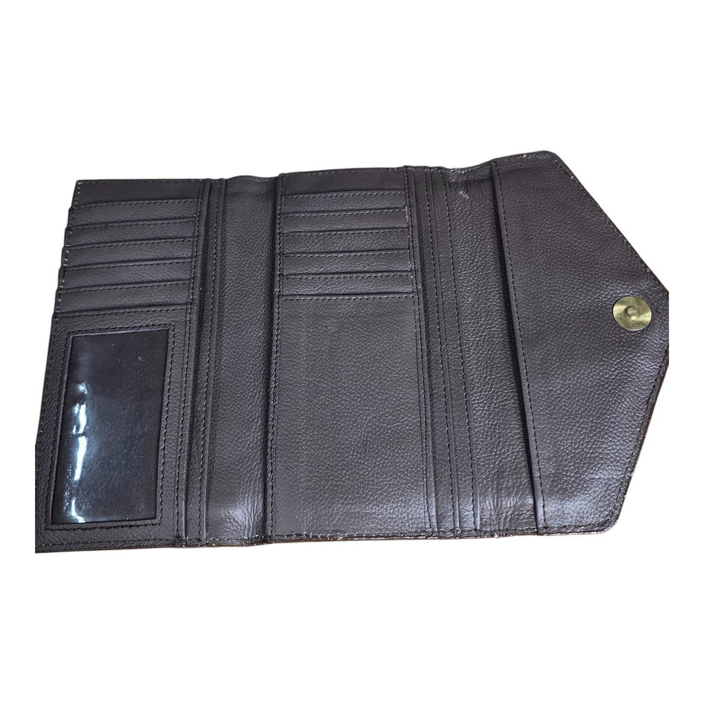 Montana Twist Genuine Leather Hair-on Envelope Wallet - Coffee