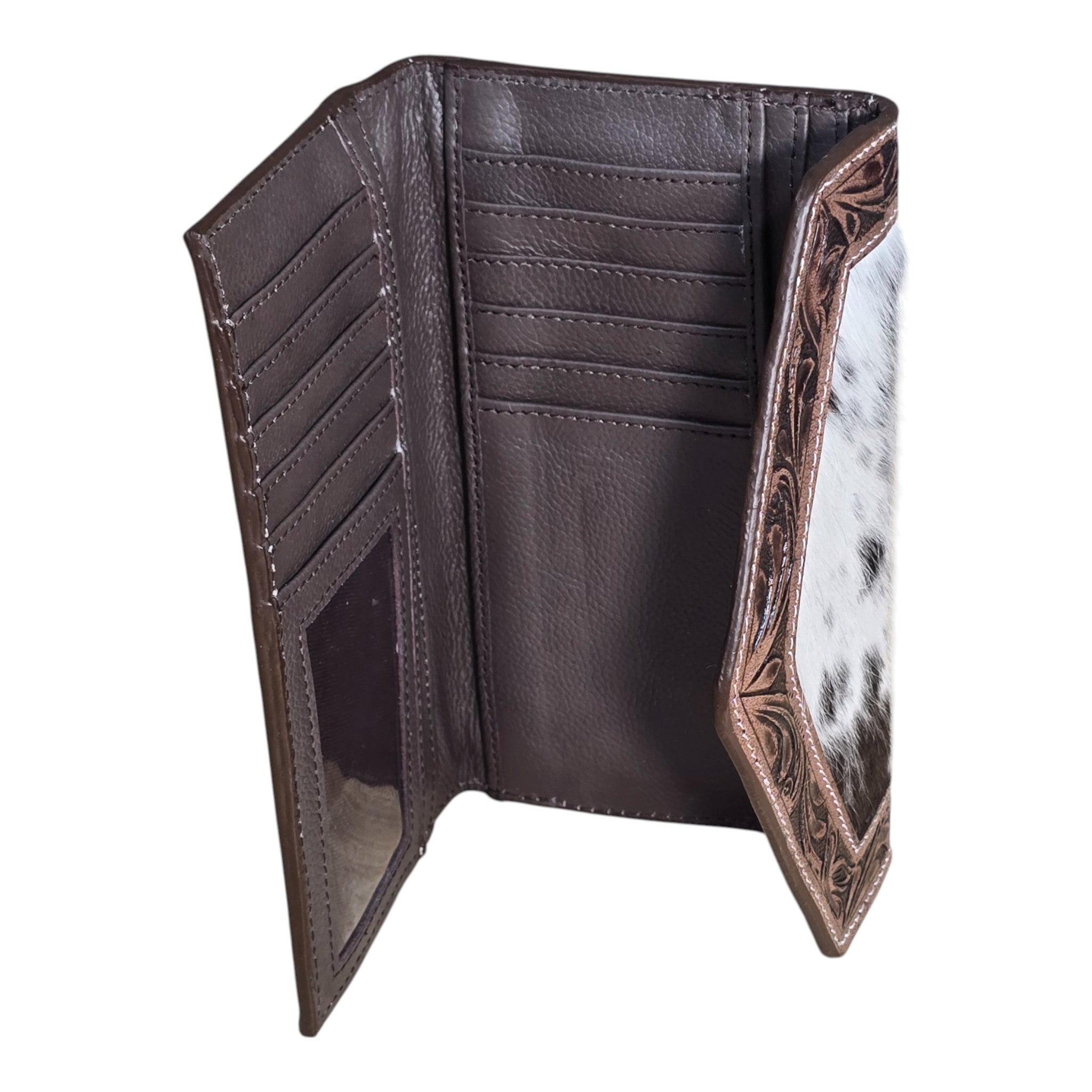 Montana Twist Genuine Leather Hair-on Envelope Wallet - Coffee