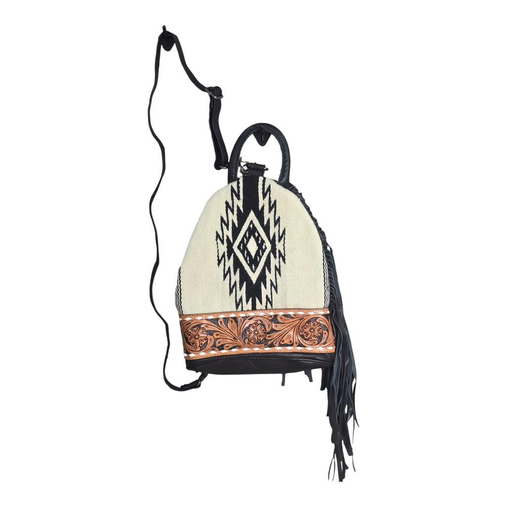 Montana Twist Genuine Leather Handwoven Southwest Sling Bag w/ Side Tassels