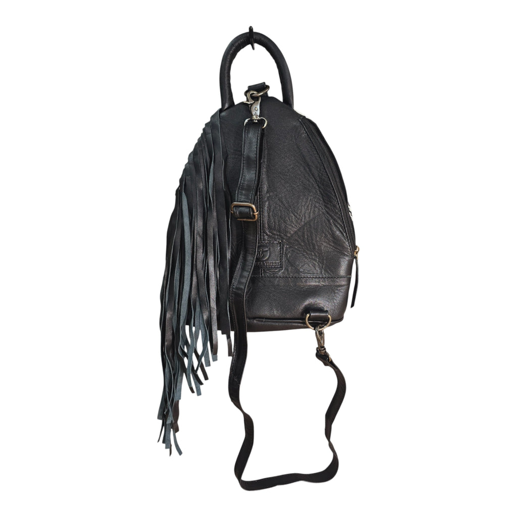 Montana Twist Genuine Leather Handwoven Southwest Sling Bag w/ Side Tassels
