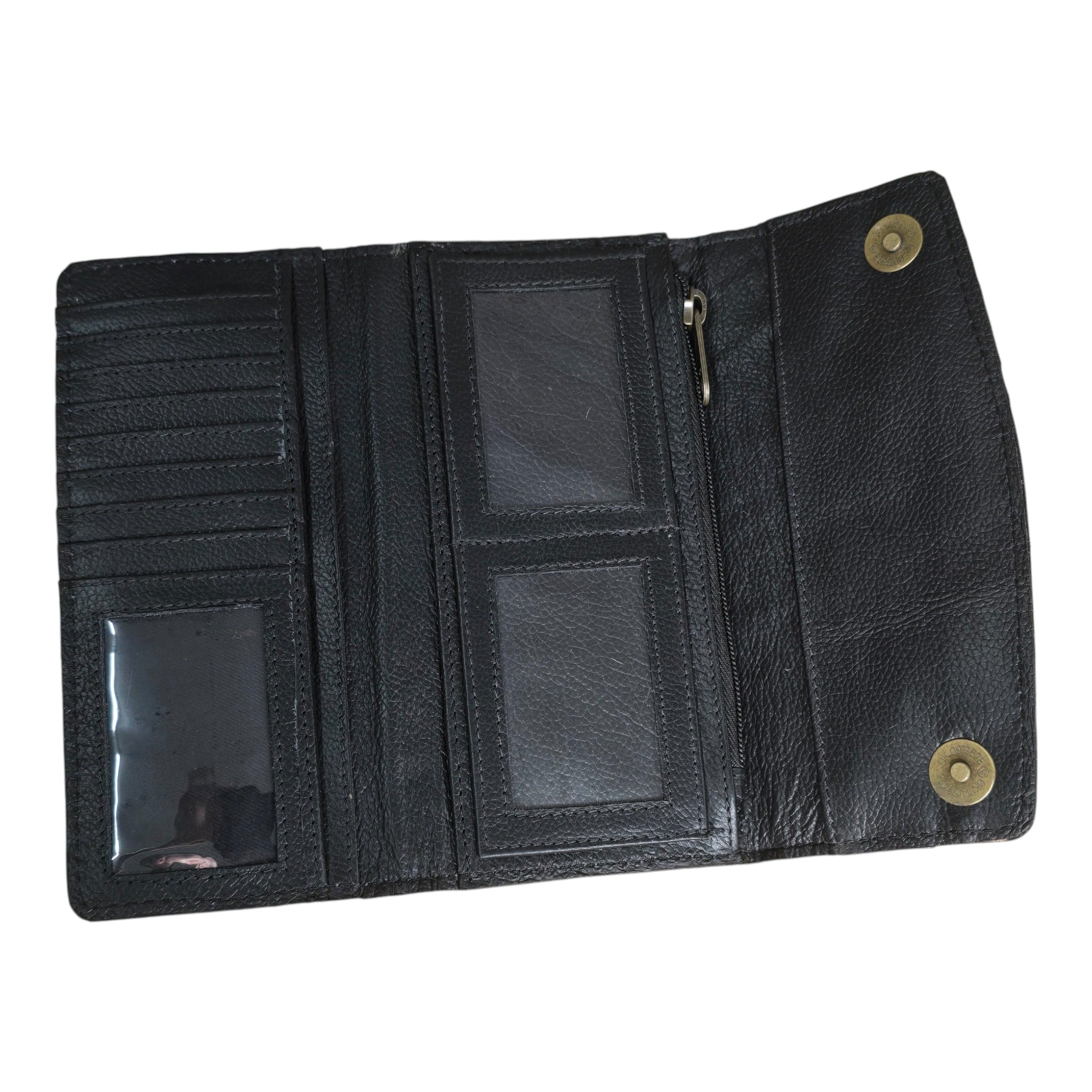 Montana Twist Genuine Leather Tooled Trifold Wallet - Black