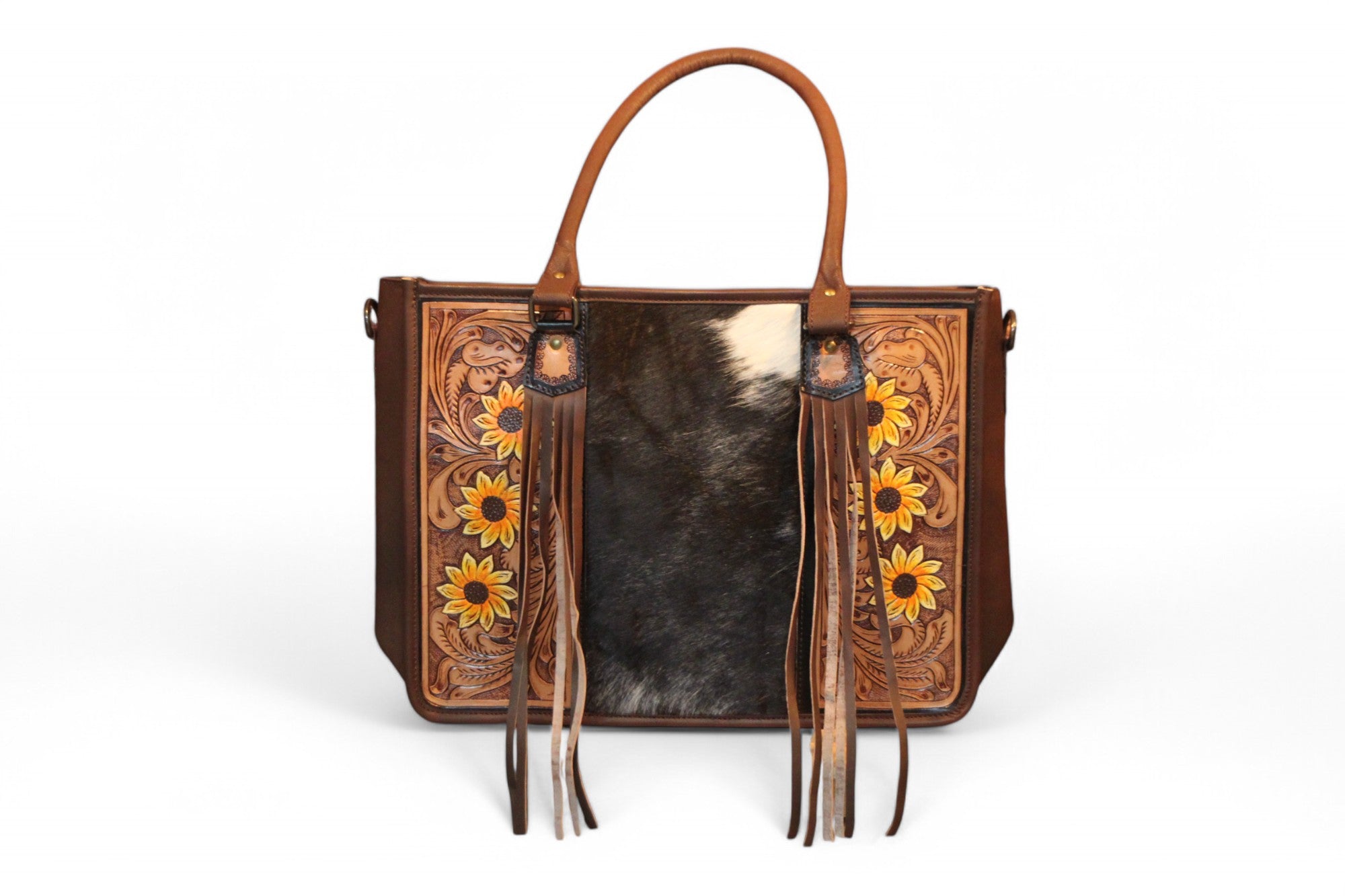 Montana Twist Genuine Leather Sunflower Tote Bag