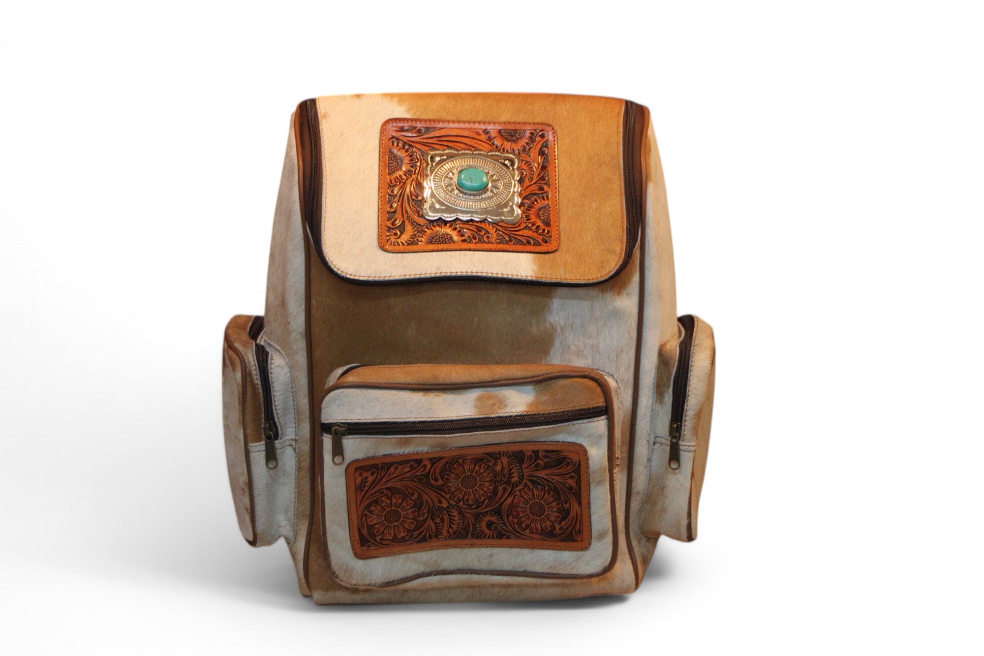 Montana Twist Genuine Leather Hair-on Backpack w/ Concho