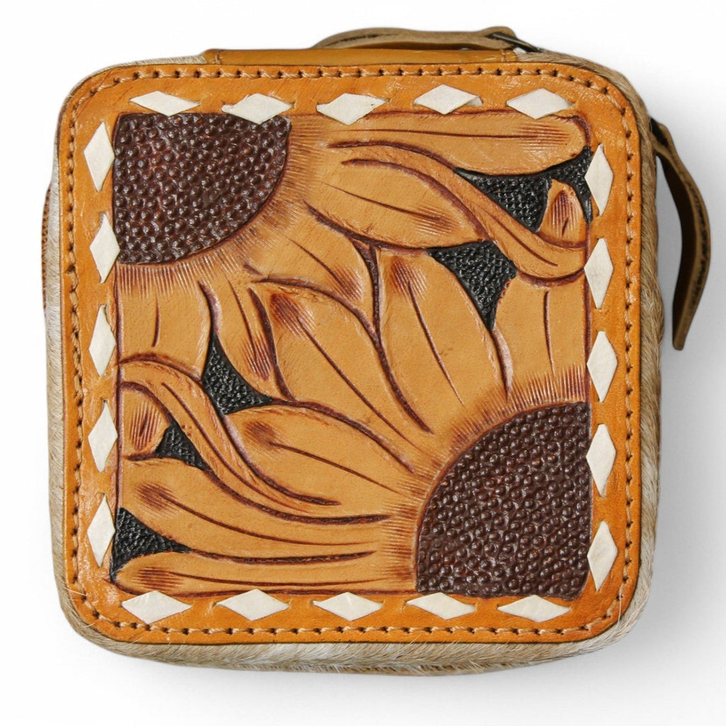 Montana Twist Genuine Leather Small Jewelry Box - Sunflower