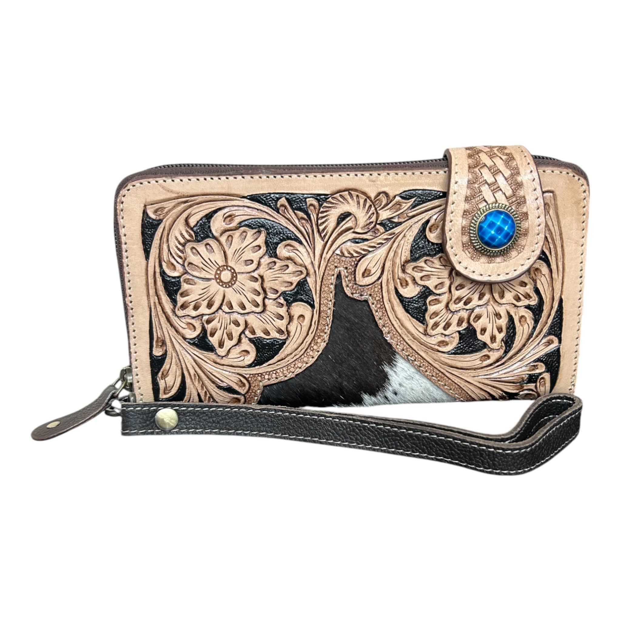 Montana Twist Genuine Leather Hair-On Tooled Wallet