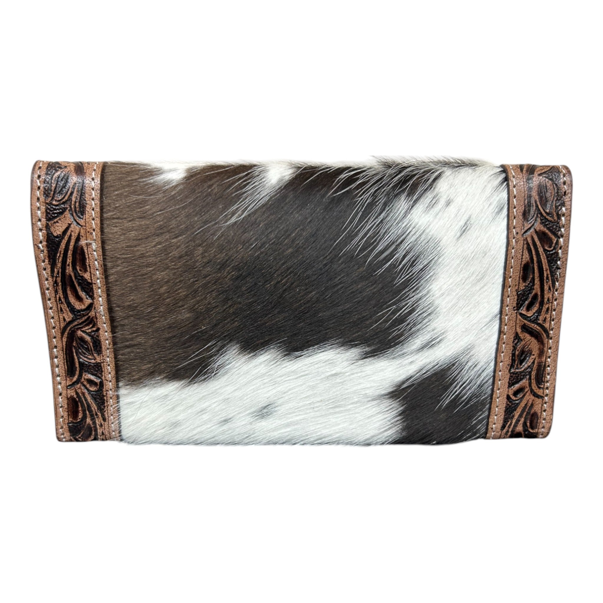 Montana Twist Genuine Leather Hair-on Envelope Wallet - Coffee