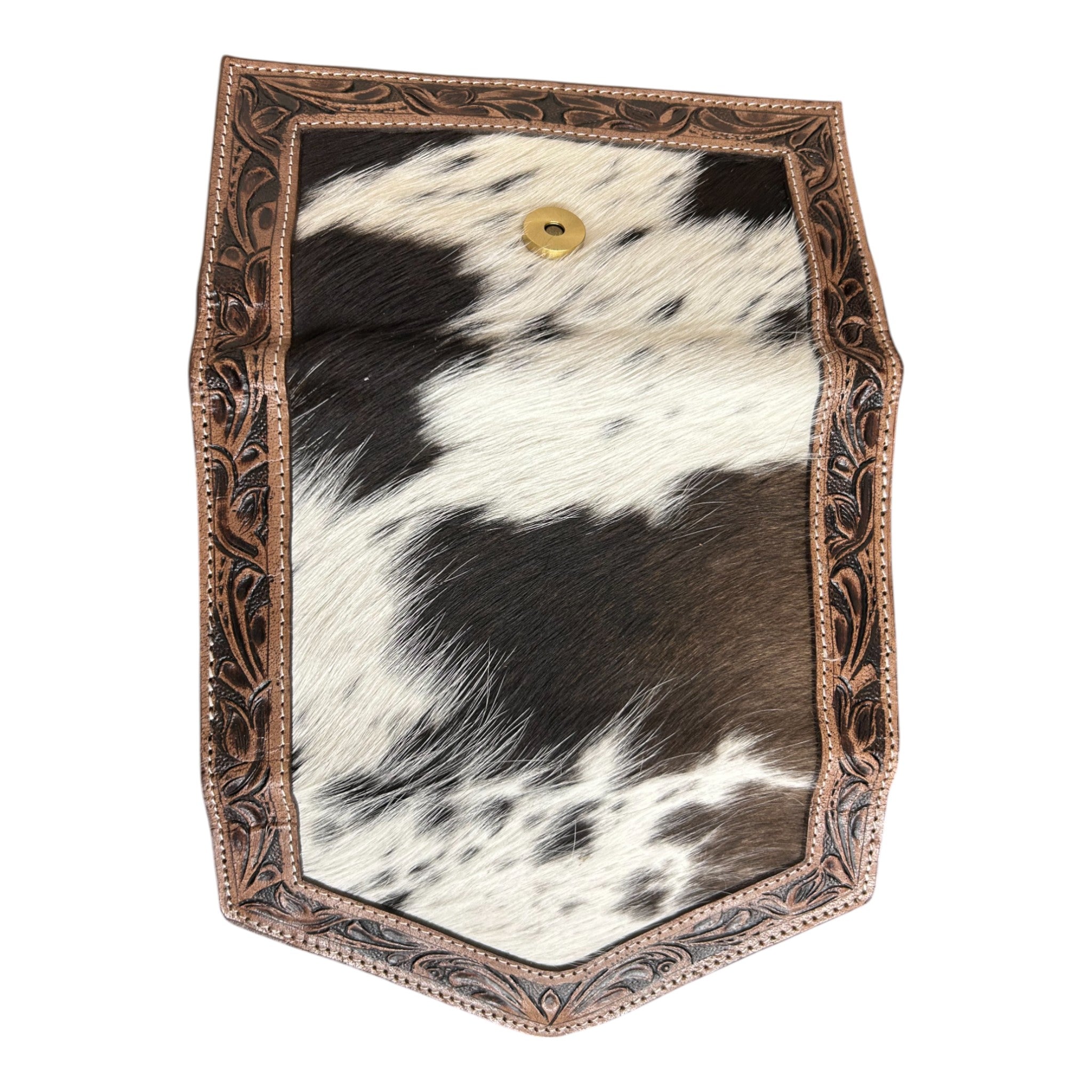 Montana Twist Genuine Leather Hair-on Envelope Wallet - Coffee