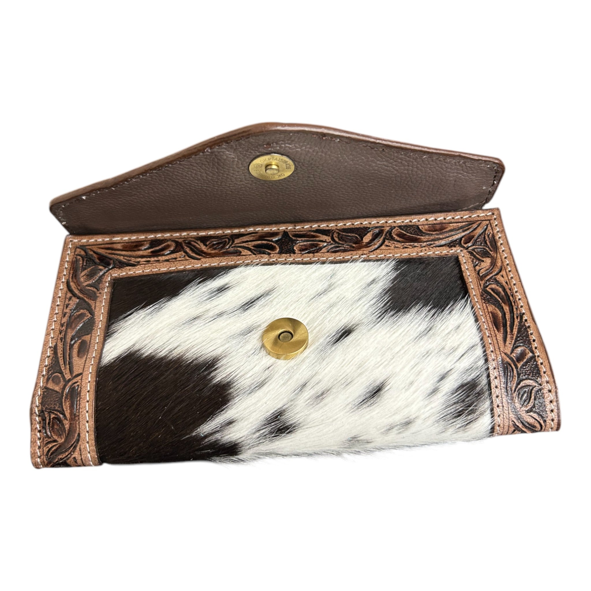 Montana Twist Genuine Leather Hair-on Envelope Wallet - Coffee