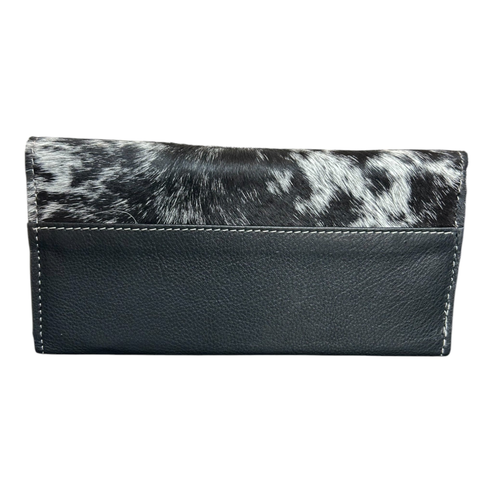 Montana Twist Genuine Leather Tooled Trifold Wallet - Black