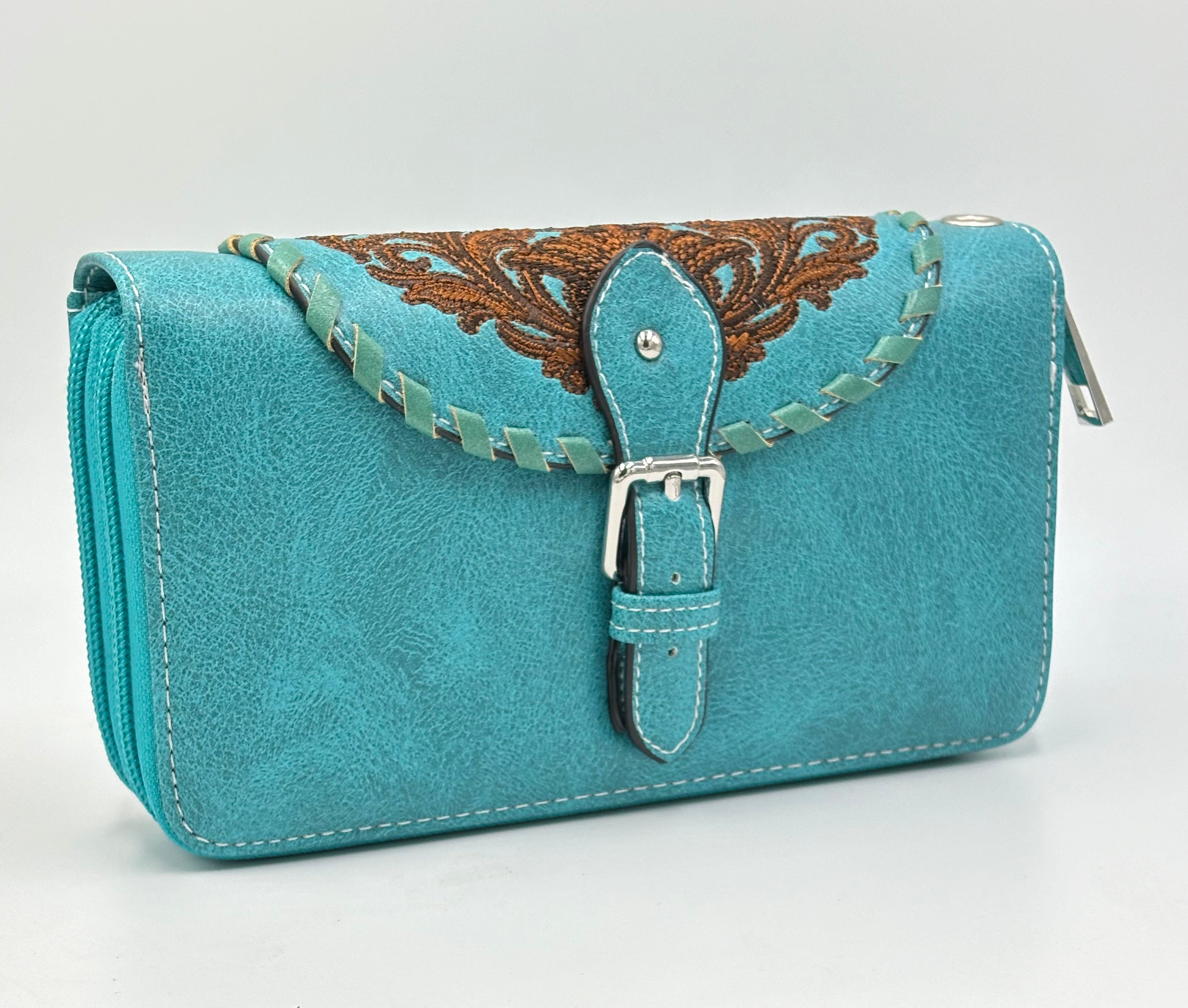 Montana Twist Turquoise Double Zipper Wallet