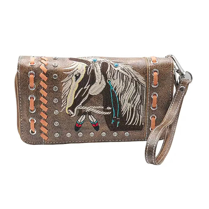 Montana Twist Vintage Brown Double Zipper Wallet