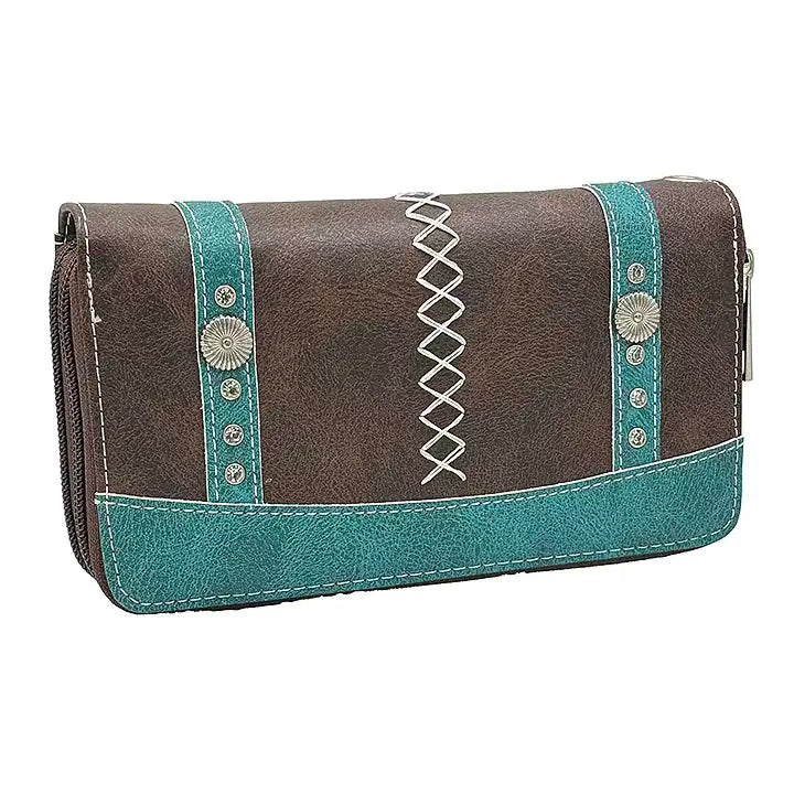 Montana Twist Coffee Brown Double Zipper Wallet