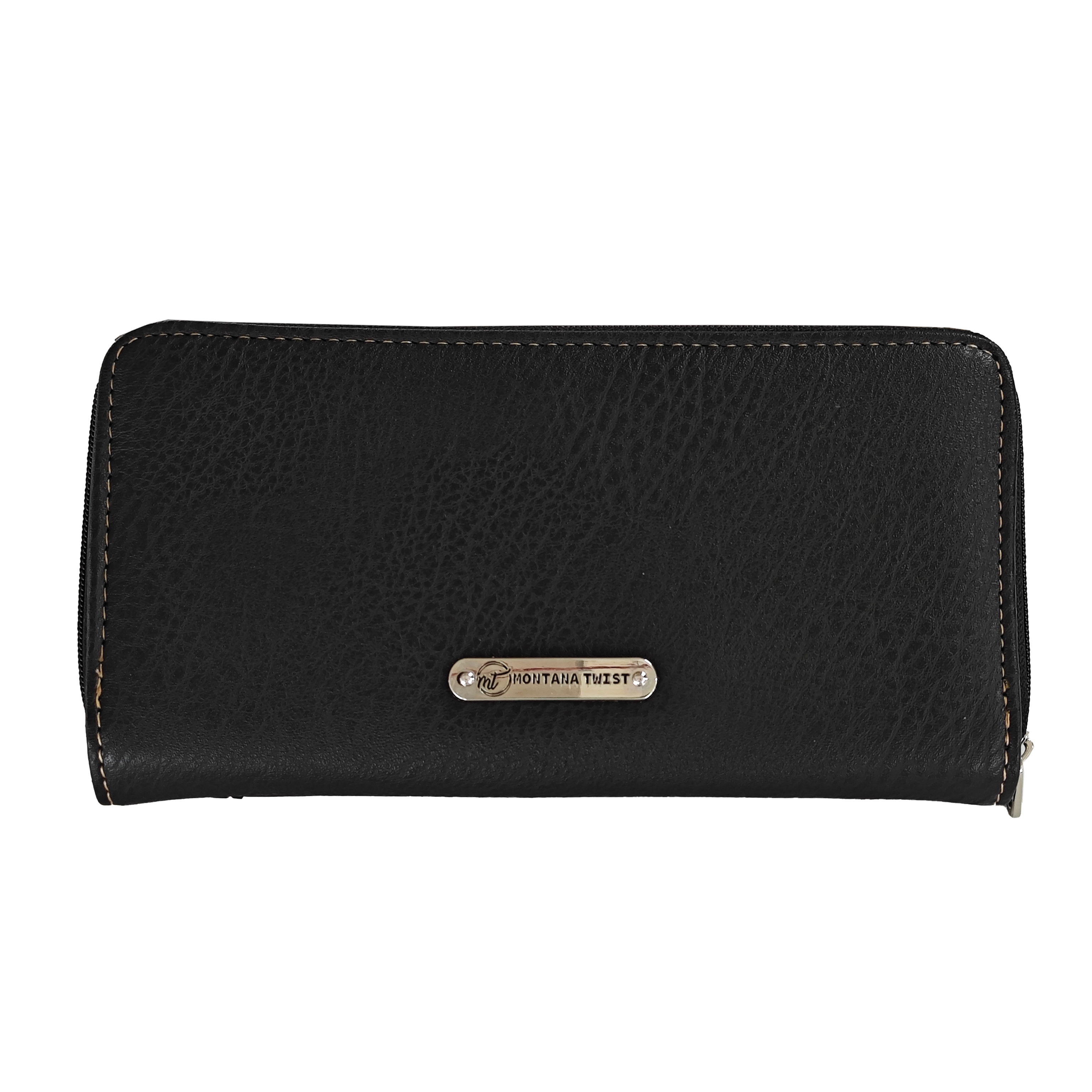 Montana Twist Western Vintage Black PU Leather Slim Folding Wallet