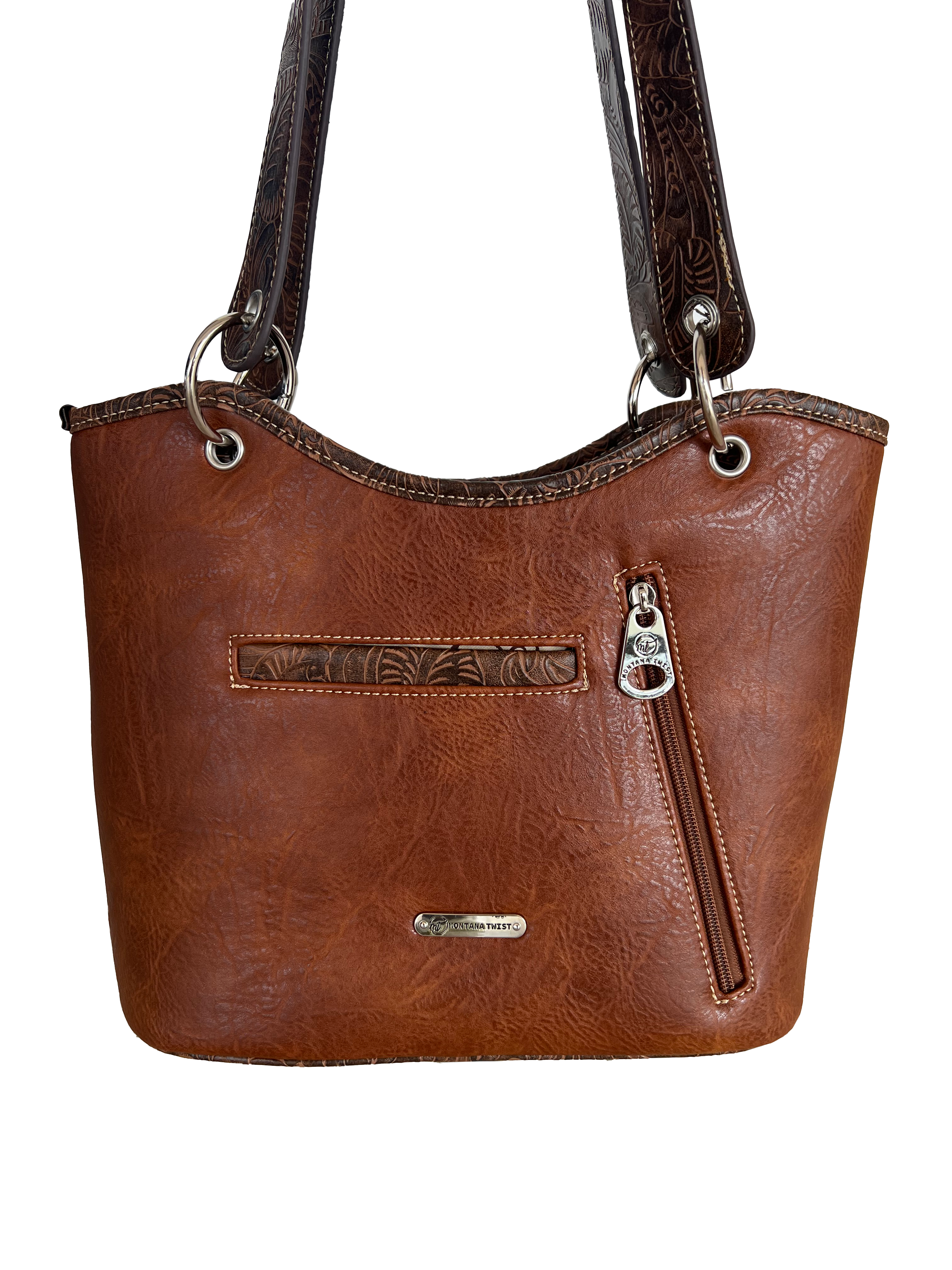 Montana Twist Concealed Carry Brown PU Leather Handbag