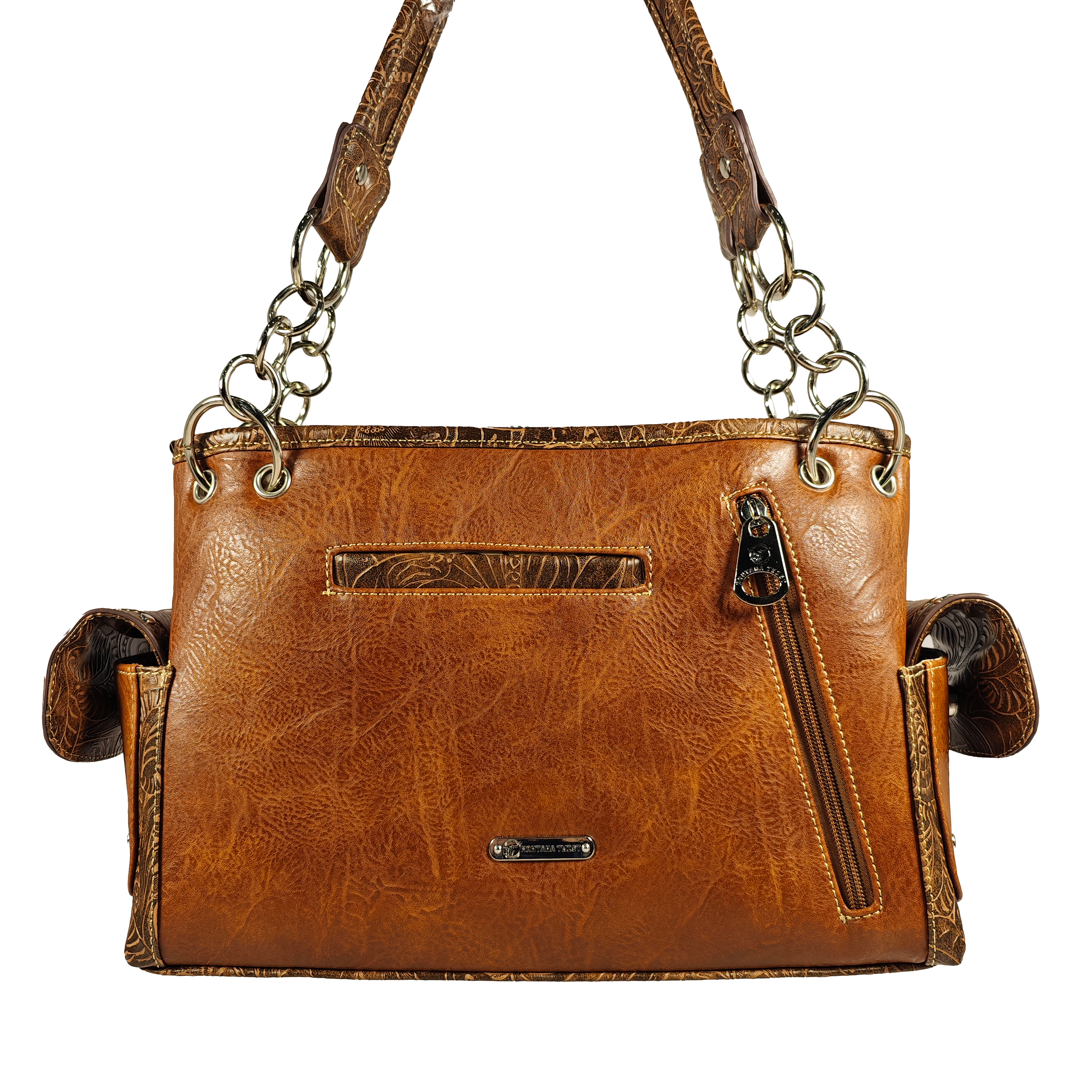 Montana Twist Concealed Carry Brown Laser-engraved Tooled Handbag
