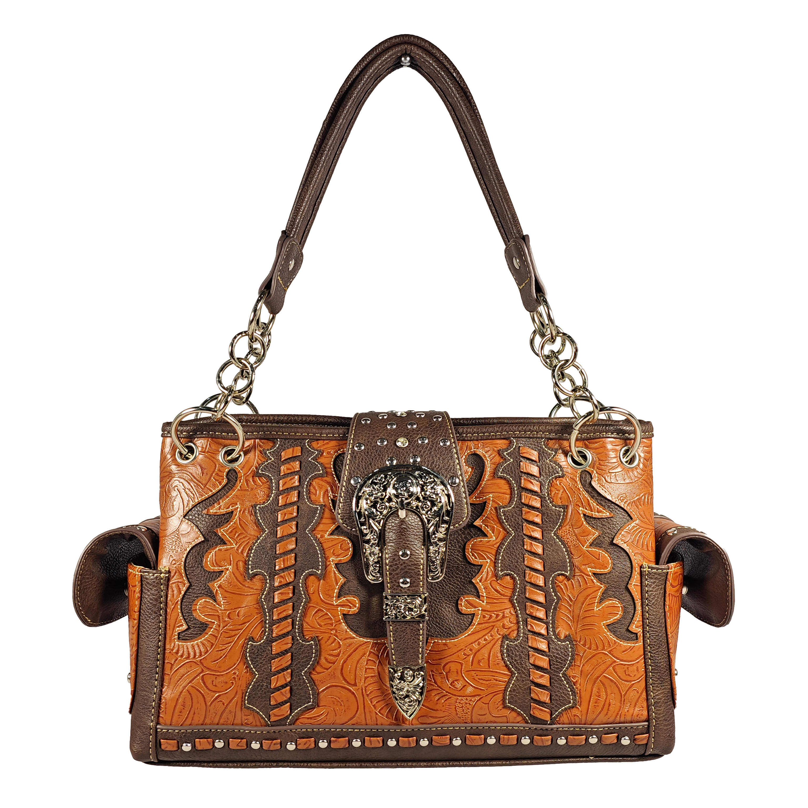Montana Twist Concealed Carry Coffee Laser-engraved Tooled Handbag